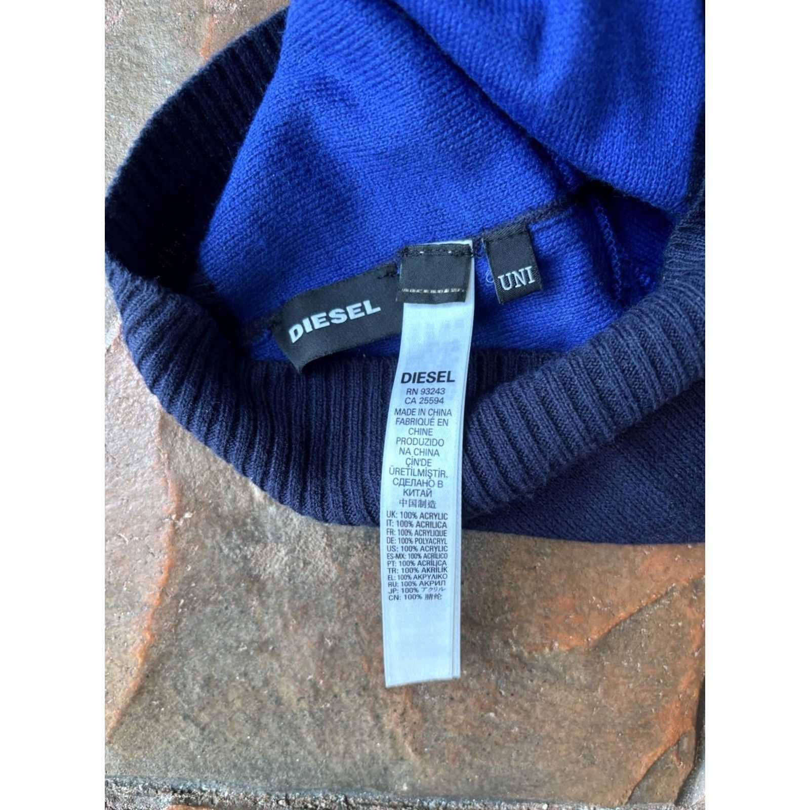 Diesel VINTAGE Diesel Beanie Hat Navy Blue Unisex Adults One Size Knit Acrylic Reversible 90s 2000s 90s USA Italy Size ONE SIZE - 3 Thumbnail