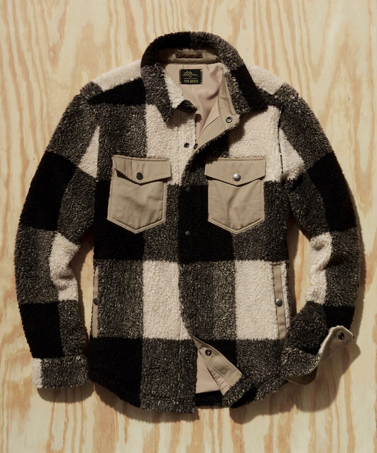 Image of L L Bean x Todd Snyder L.l.bean X Todd Snyder Hi-Pile Sherpa Shirt Jacket Plaid, Men's (Size XL)