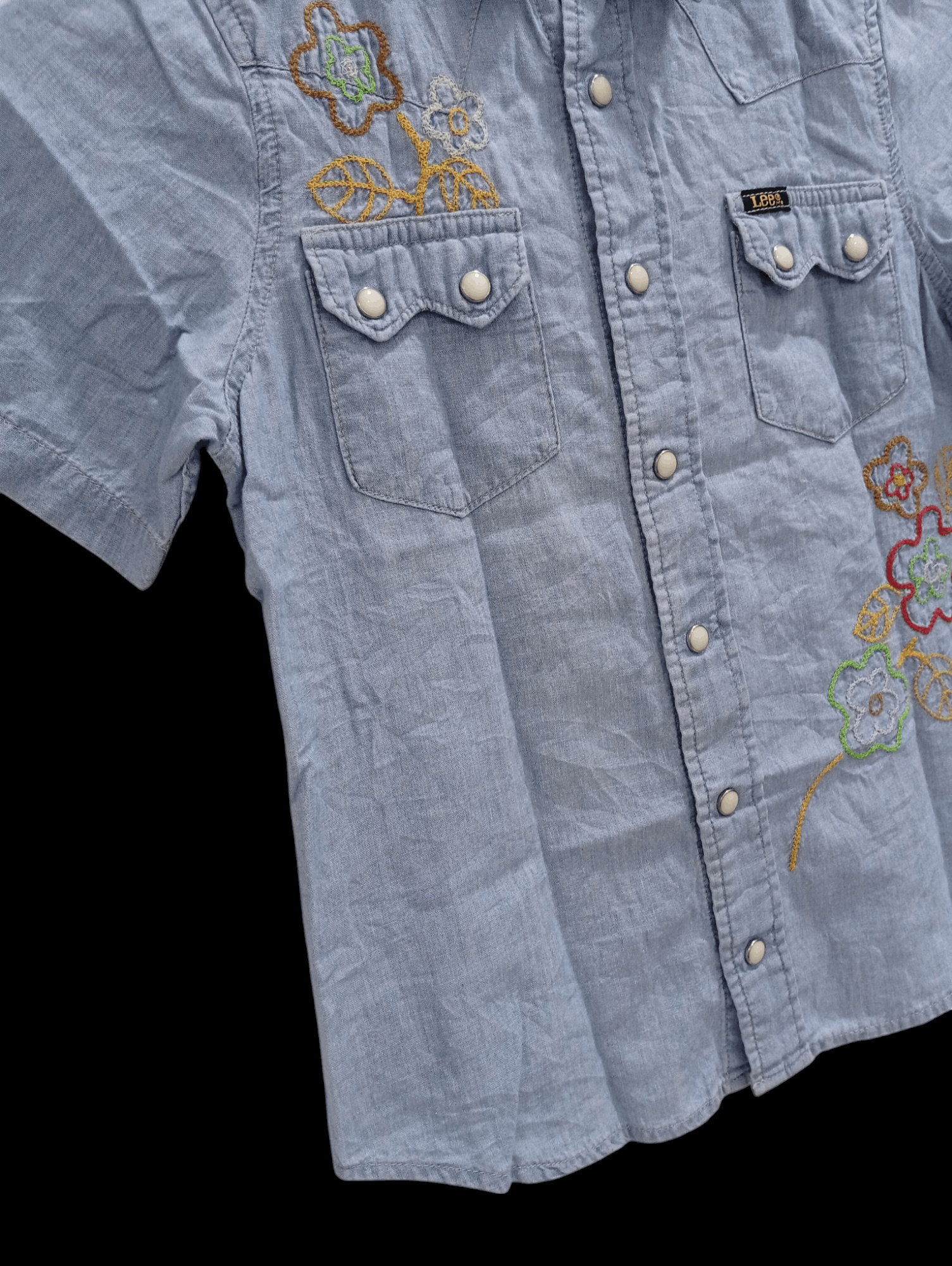 Lee × Vintage 🔥🔥Lee Riders Kids Boys Embroidery Denim Shirt Size US XXS / EU 40 - 5 Thumbnail