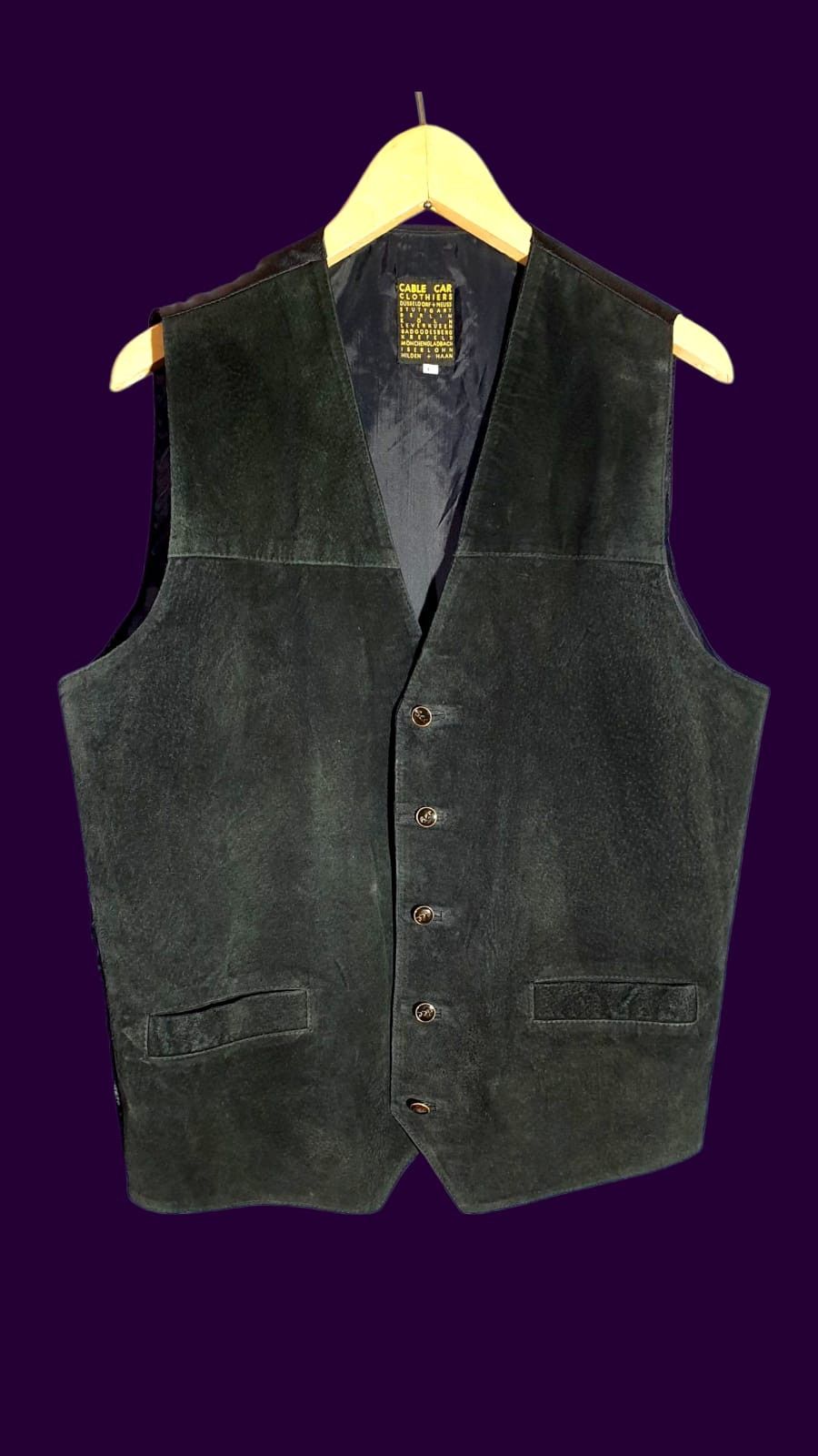 Other Suede leather black vest Size 44R - 1 Thumbnail