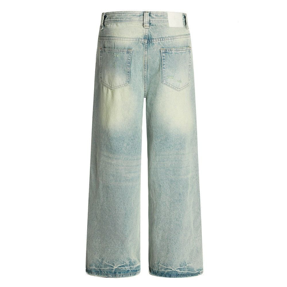 Japanese Brand × Jean Men's loose versatile casual punk washed distressed jeans Size US 34 / EU 50 - 2 Thumbnail