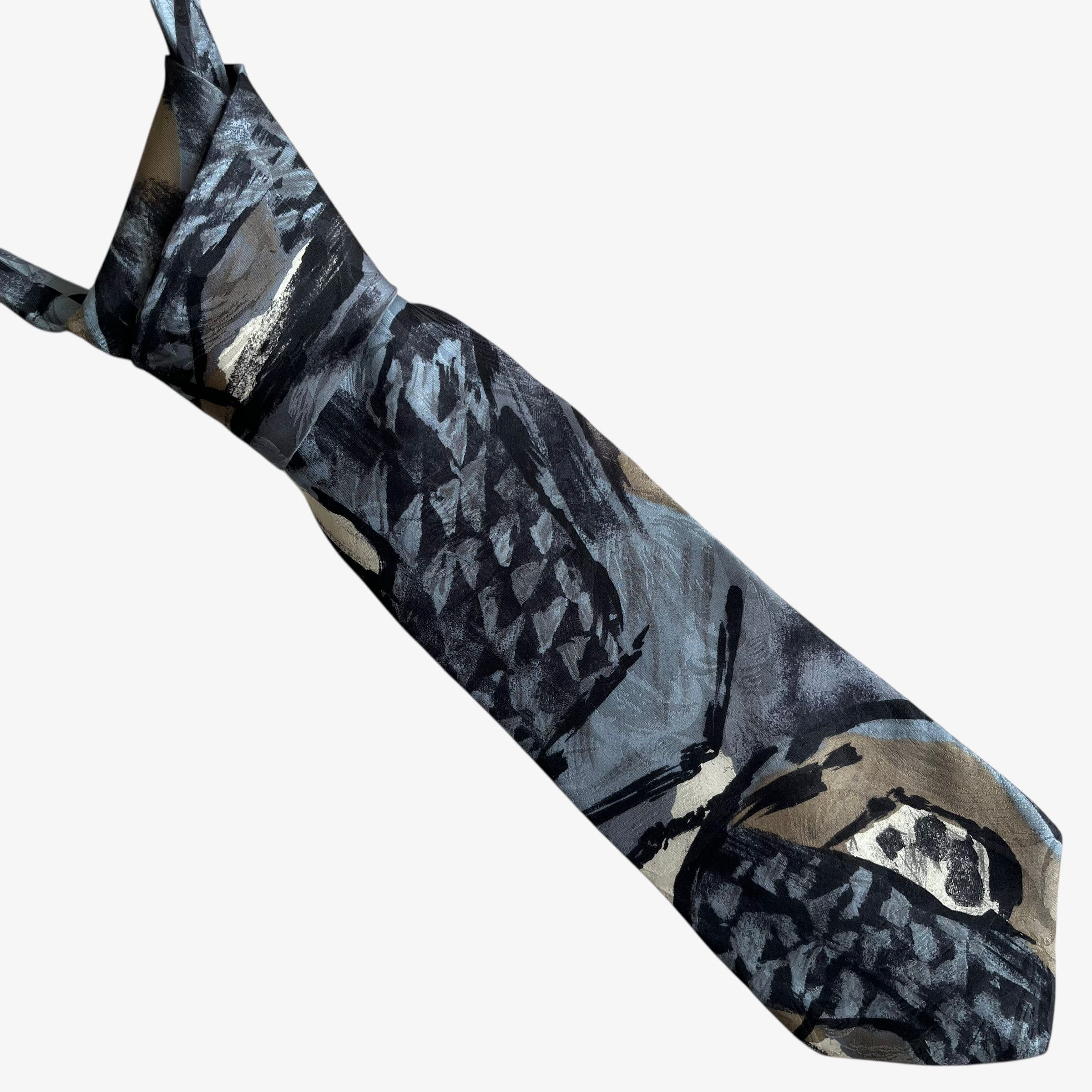 Courreges Vintage 90s Courreges Homme Abstract Painting Print Silk Tie Size ONE SIZE - 1 Thumbnail