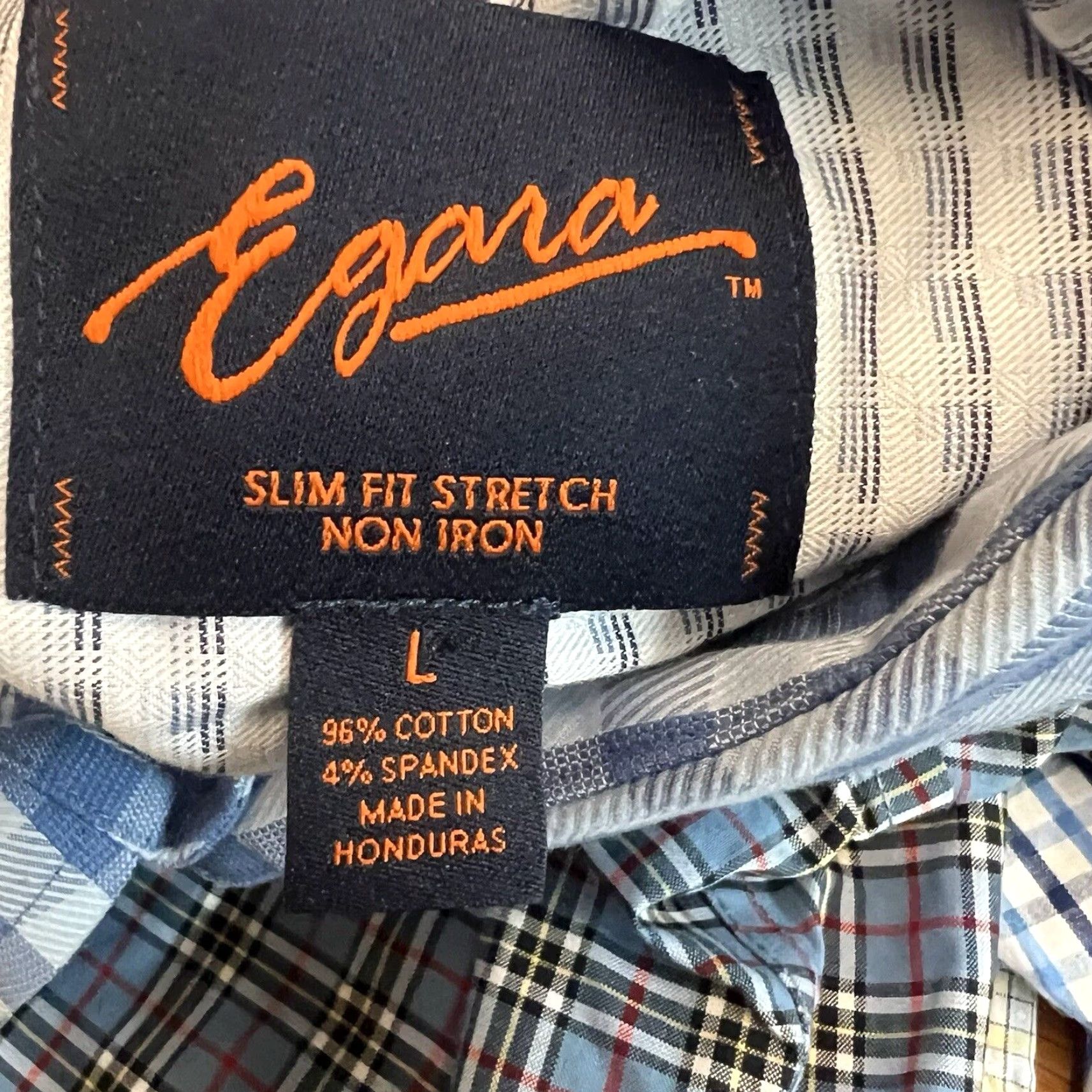 Egara Egara Shirt Mens L Blue Slim Button-Up Check Long Sleeve Size US L / EU 52-54 / 3 - 7 Thumbnail