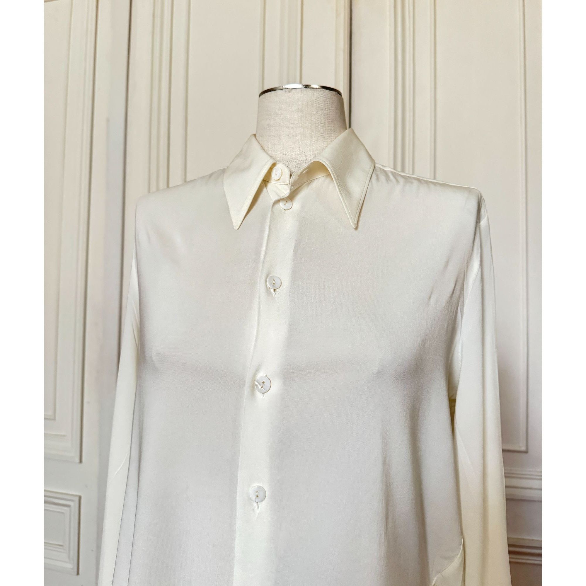 Jean Paul Gaultier Vintage Ecru Rayon Shirt Size L / US 10 / IT 46 - 2 Thumbnail