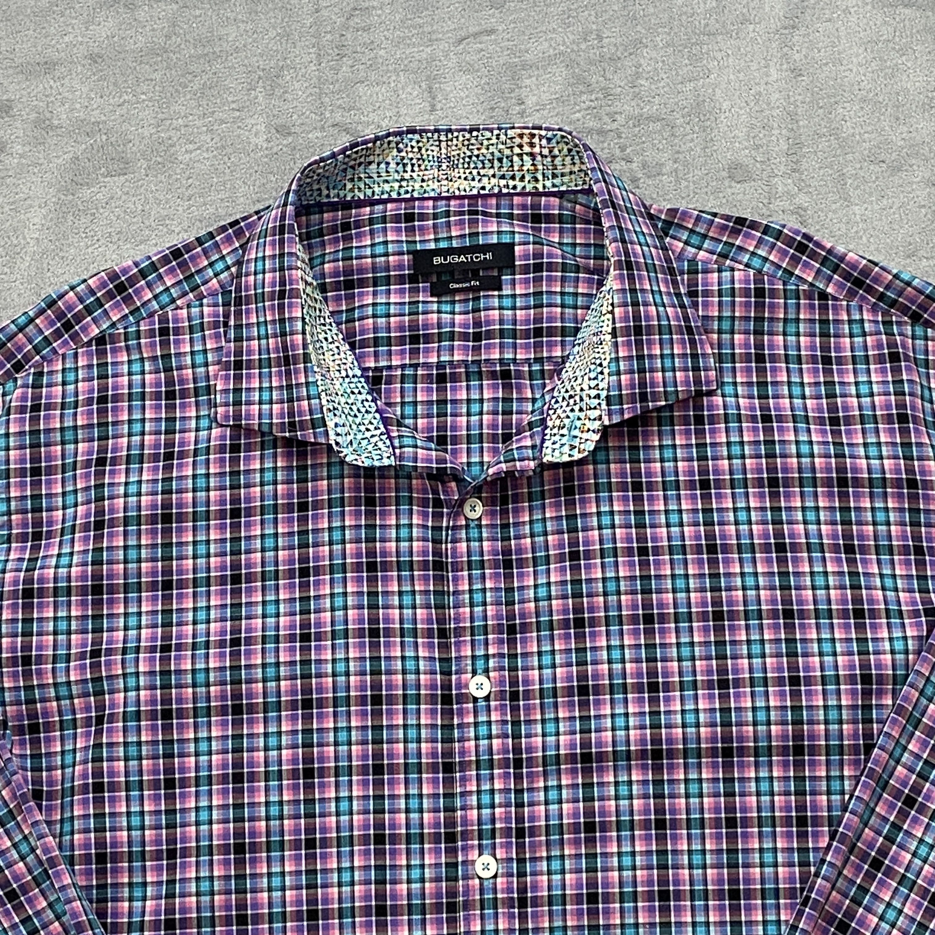 BUGATCHI Men 3XL Classic Fit Colorful Flip-Cuff Pocket Long Sleeve Size US XXL / EU 58 / 5 - 5 Thumbnail