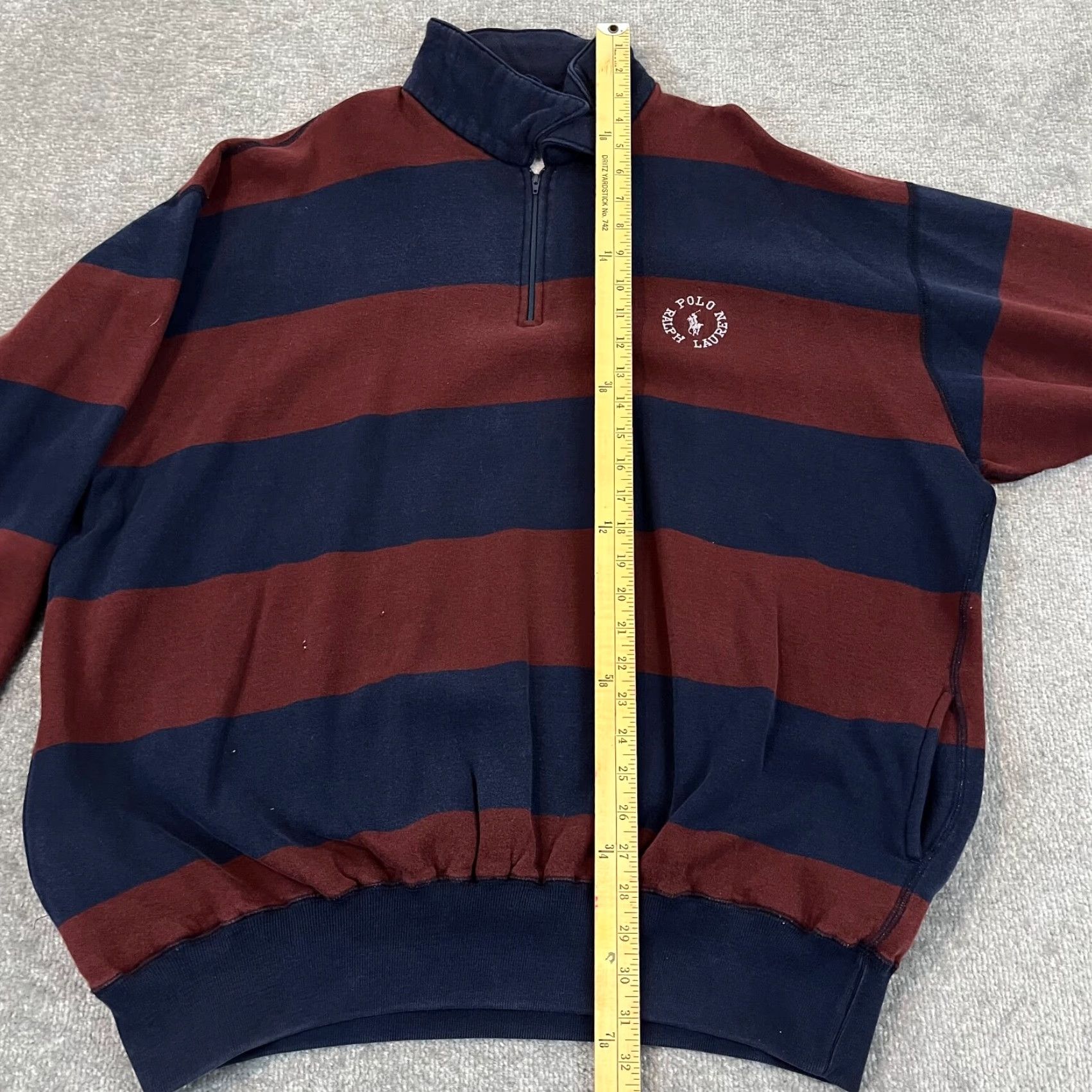 Ralph Lauren Ralph Lauren Sweater Mens Extra Large Red Blue Maroon Stripe Pony Spellout Polo Size US XL / EU 56 / 4 - 7 Thumbnail