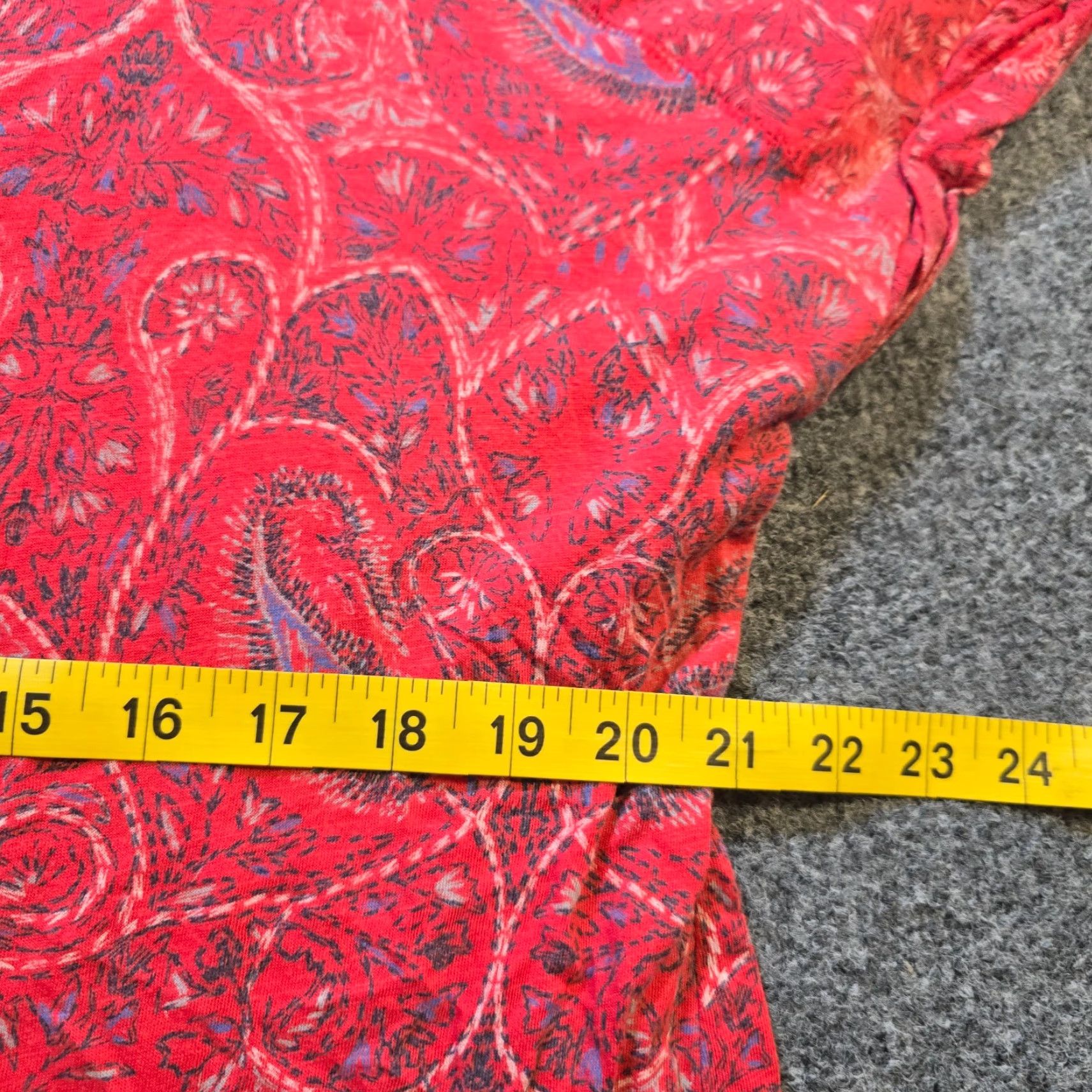 Lucky Brand Lucky Brand Top Womens 1X Red Paisley Round Neck Short Sleeve Casual Boho Shirt Womens Size XL / US 12-14 / IT 48-50 - 5 Thumbnail