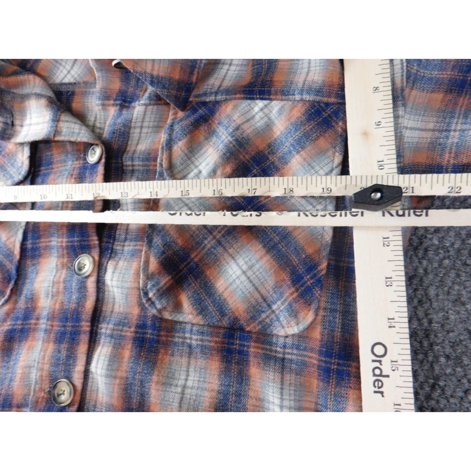 Vintage Democracy Blouse Button-Up Shirt Women M Blue Plaid Flannel Casual Crew Neck Long Sleeve Size M / US 6-8 / IT 42-44 - 5 Thumbnail