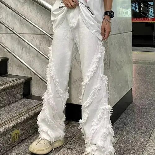 Japanese Brand Pants with raw edges loose trousers American retro style Size US 29 - 3 Thumbnail