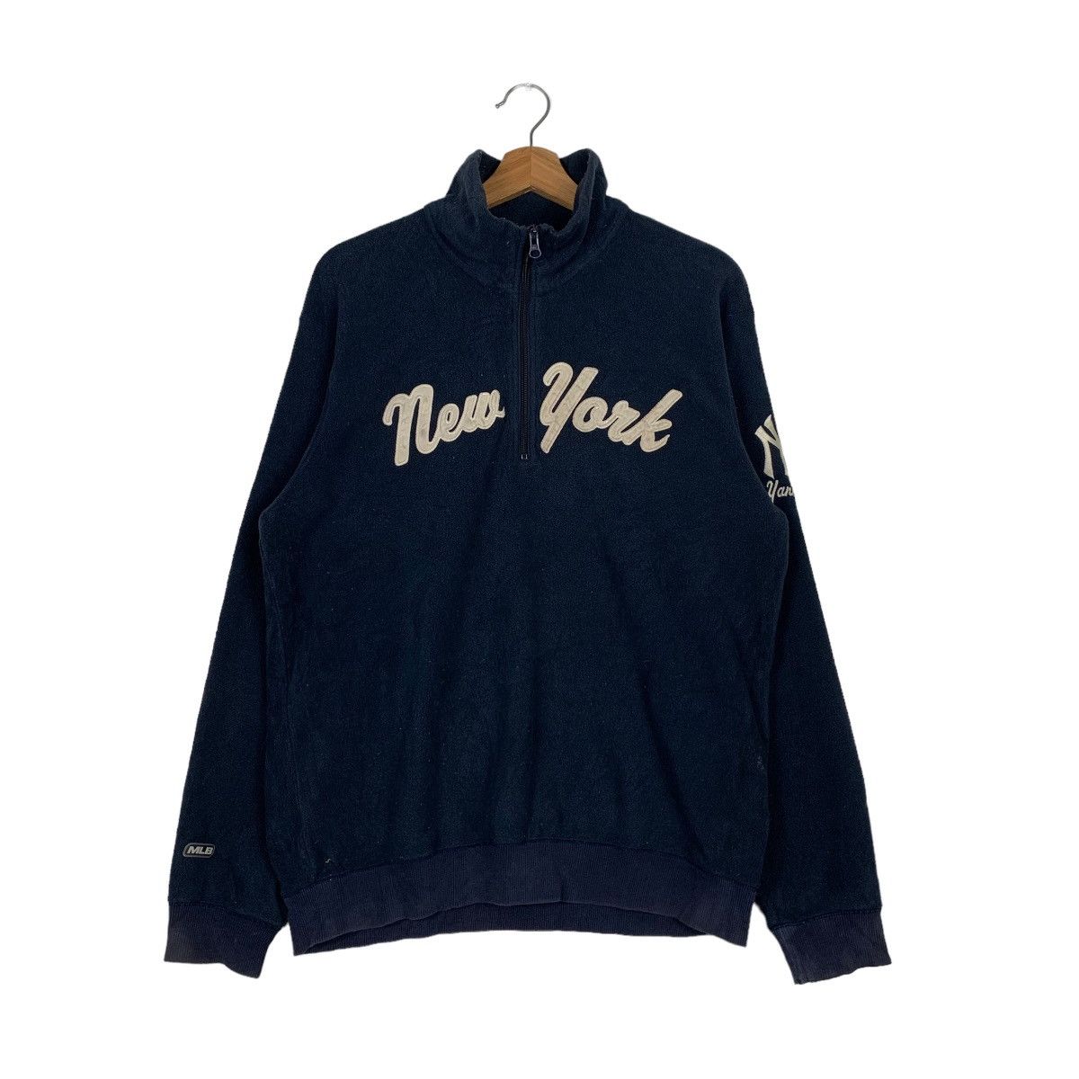 Japanese Brand MLB NY YANKEES BIG LOGO HALF ZIP FLEECE SWEATSHIRT #0145-C8 Size US M / EU 48-50 / 2 - 1 Thumbnail