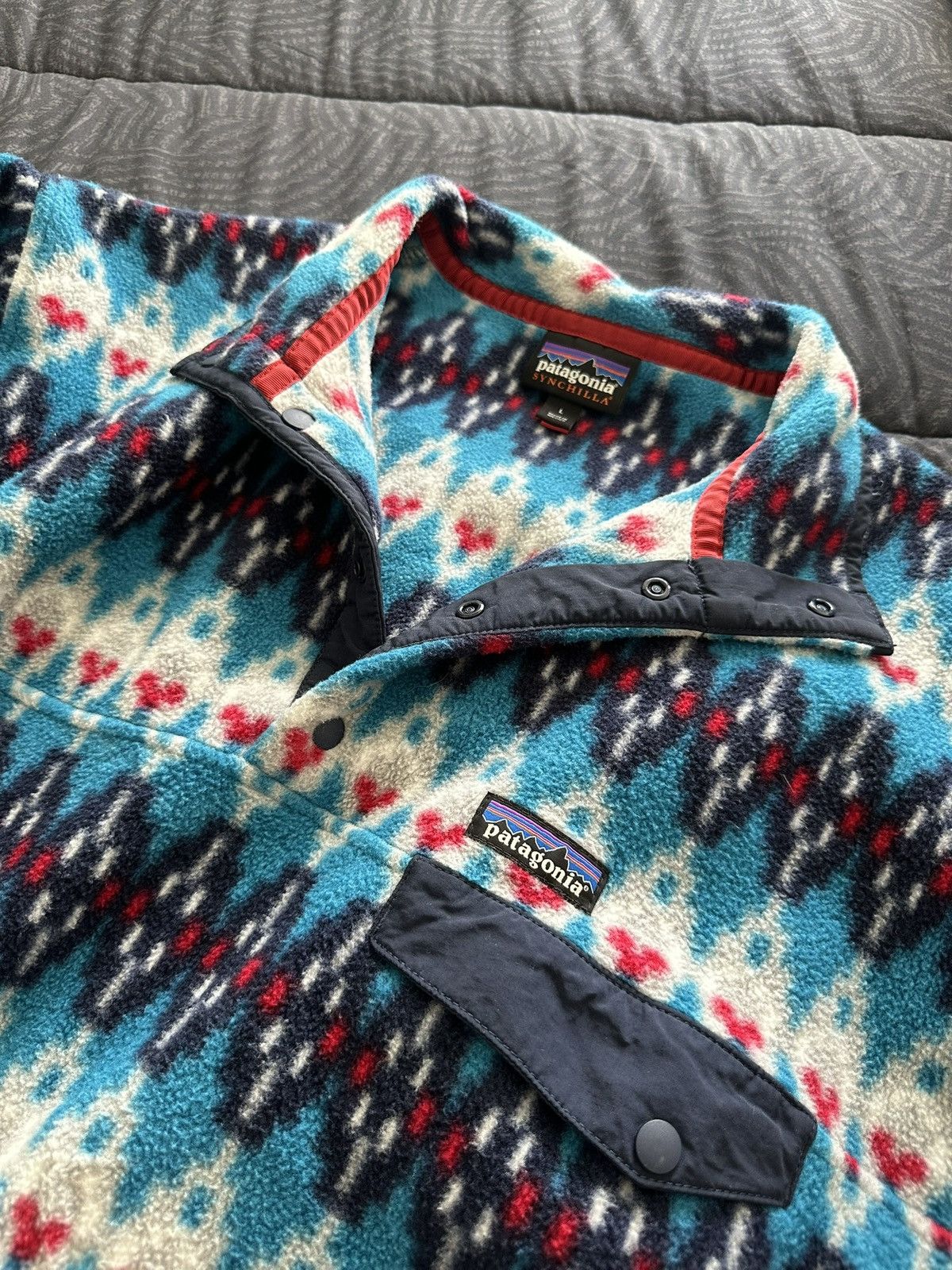 Patagonia Patagonia Synchilla Snap-T Fleece – Blue/Nordic Pattern Size US L / EU 52-54 / 3 - 10 Thumbnail
