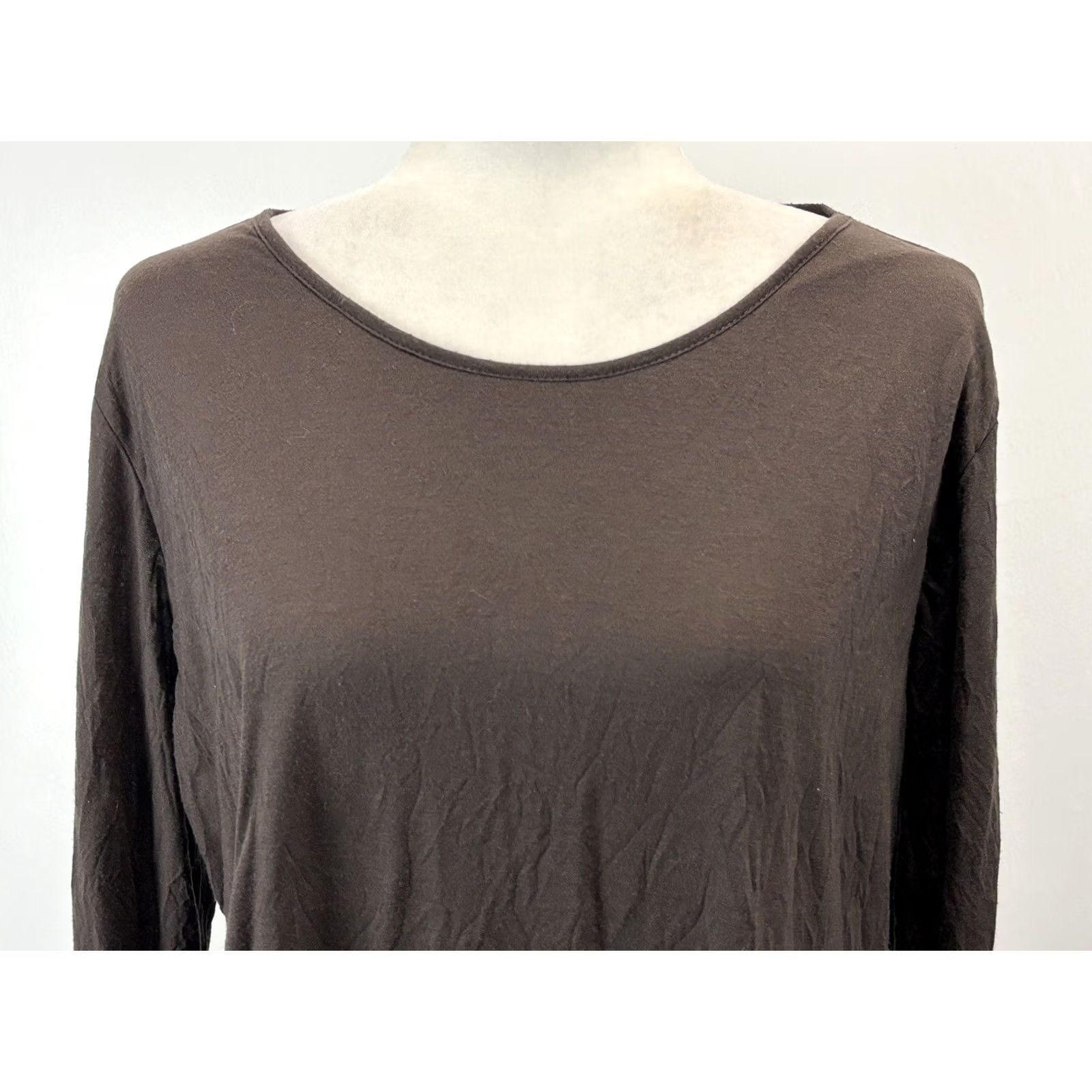 Vintage Comfy USA Shirt Womens M Brown Long Sleeve Rayon Blend Crinkled Layered Look Tunic Top Casual Size M / US 6-8 / IT 42-44 - 5 Thumbnail