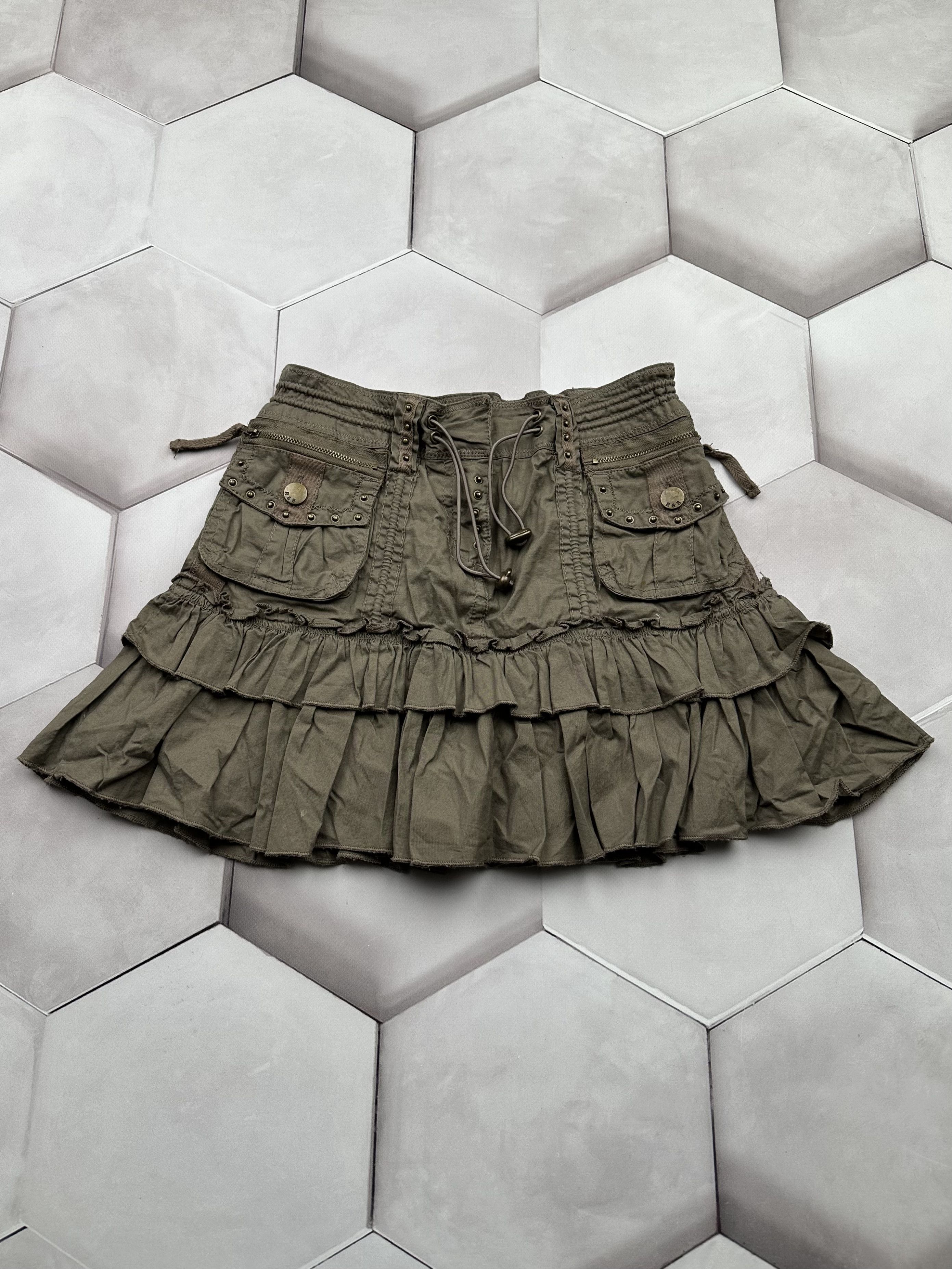 image of Avant Garde x Vintage Cargo Flare Mini Skirt in Brown, Women's (Size 26)