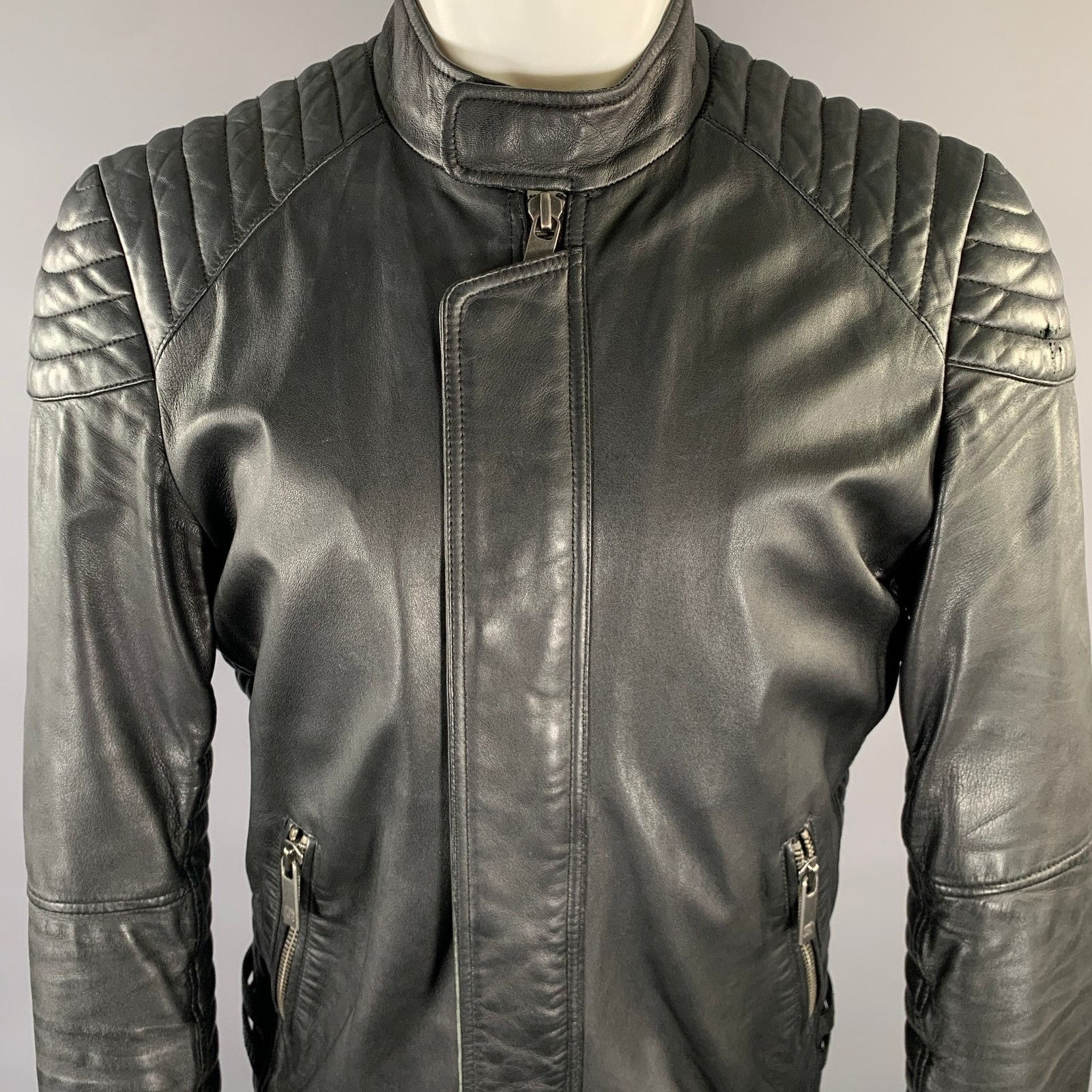 Scotch & Soda SCOTCH AND SODA Size M Black Leather Moto Racer Jacket Size US M / EU 48-50 / 2 - 2 Thumbnail