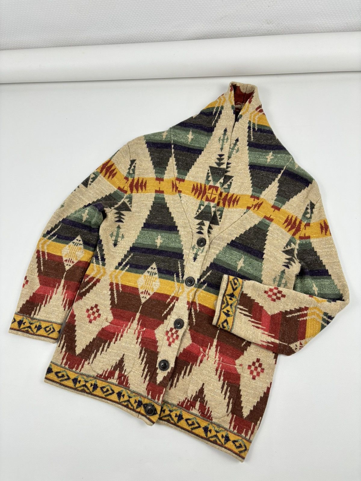 Denim & Supply Ralph Lauren × Polo Ralph Lauren × Ralph Lauren RARE Aztec Navajo Southwestern Shawl Tribal Cardigan Sweater Jacket Jumper Size S / US 4 / IT 40 - 7 Thumbnail