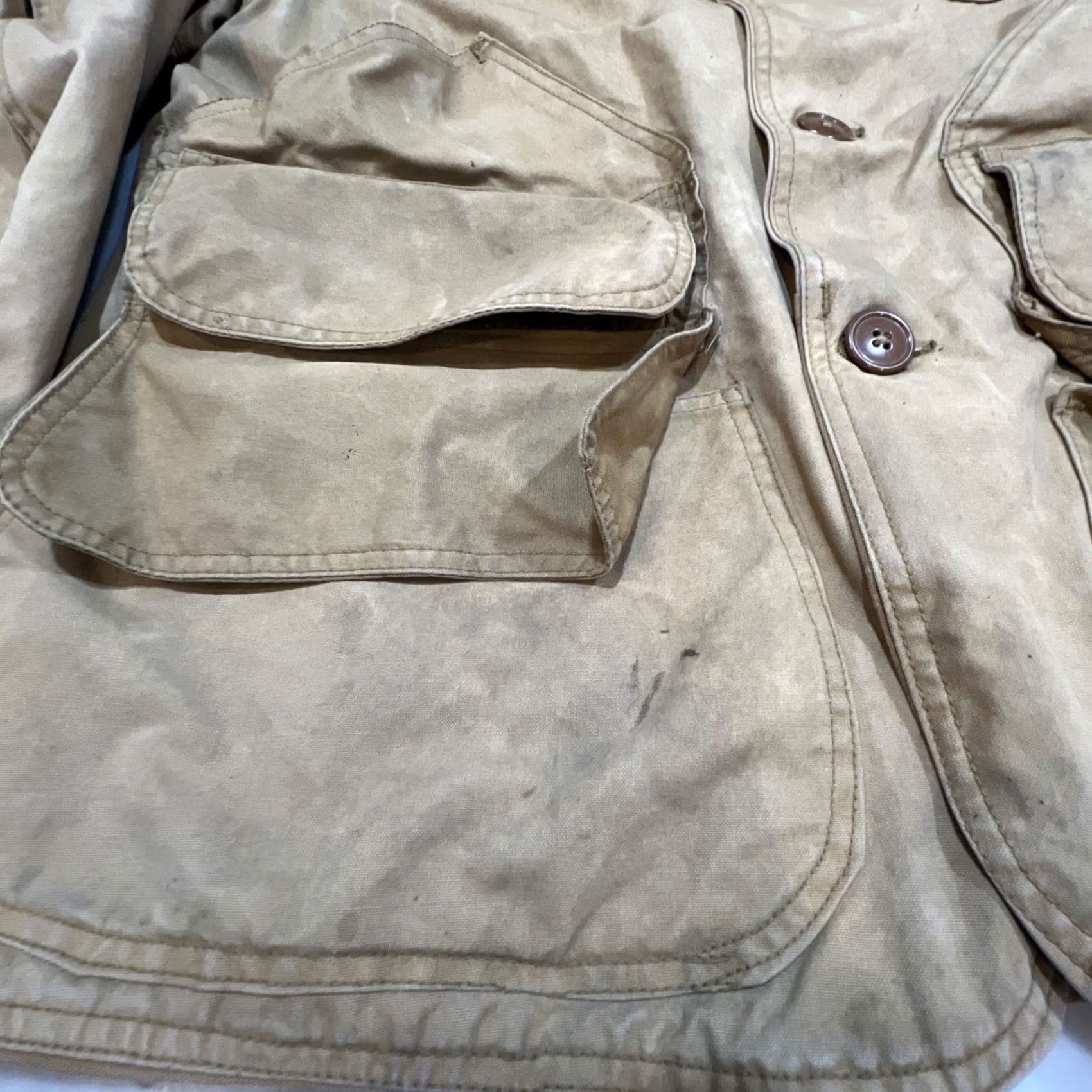 Thrasher VINTAGE JC Higgins Jacket 44 Tan Canvas Hunting Men Corduroy Collar Thrashed Size US S / EU 44-46 / 1 - 4 Thumbnail