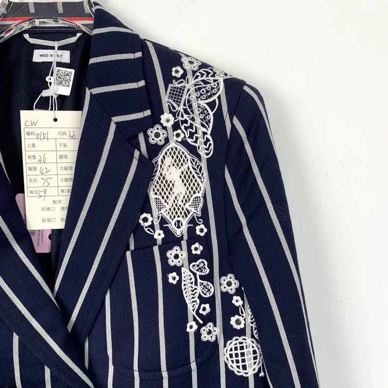 Thom Browne Thom Browne Dark blue striped wool lapel double-breasted su Size XS / US 0-2 / IT 36-38 - 3 Thumbnail