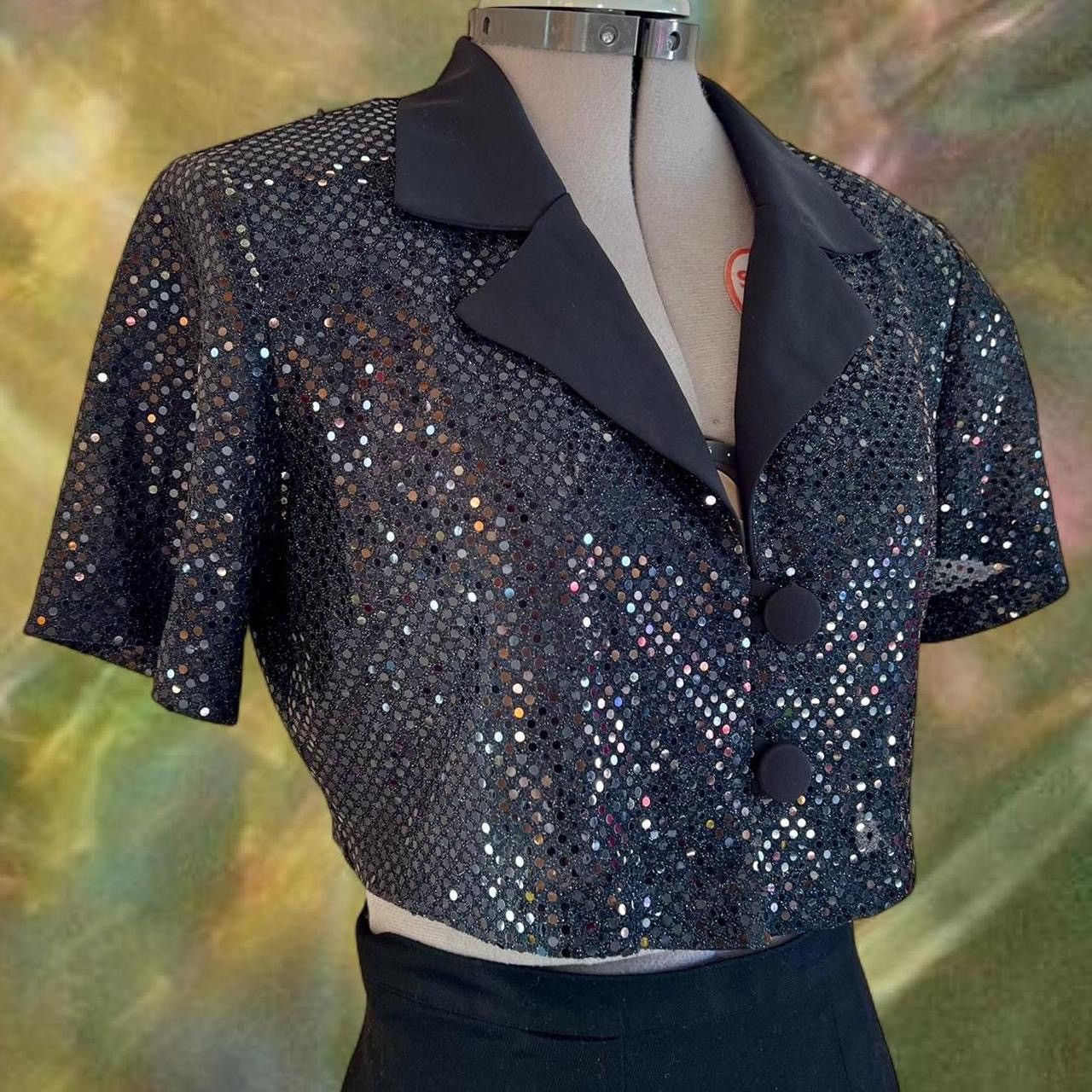 Other Vintage black sequin crop blazer by Molly Malloy Size L / US 10 / IT 46 - 1 Thumbnail