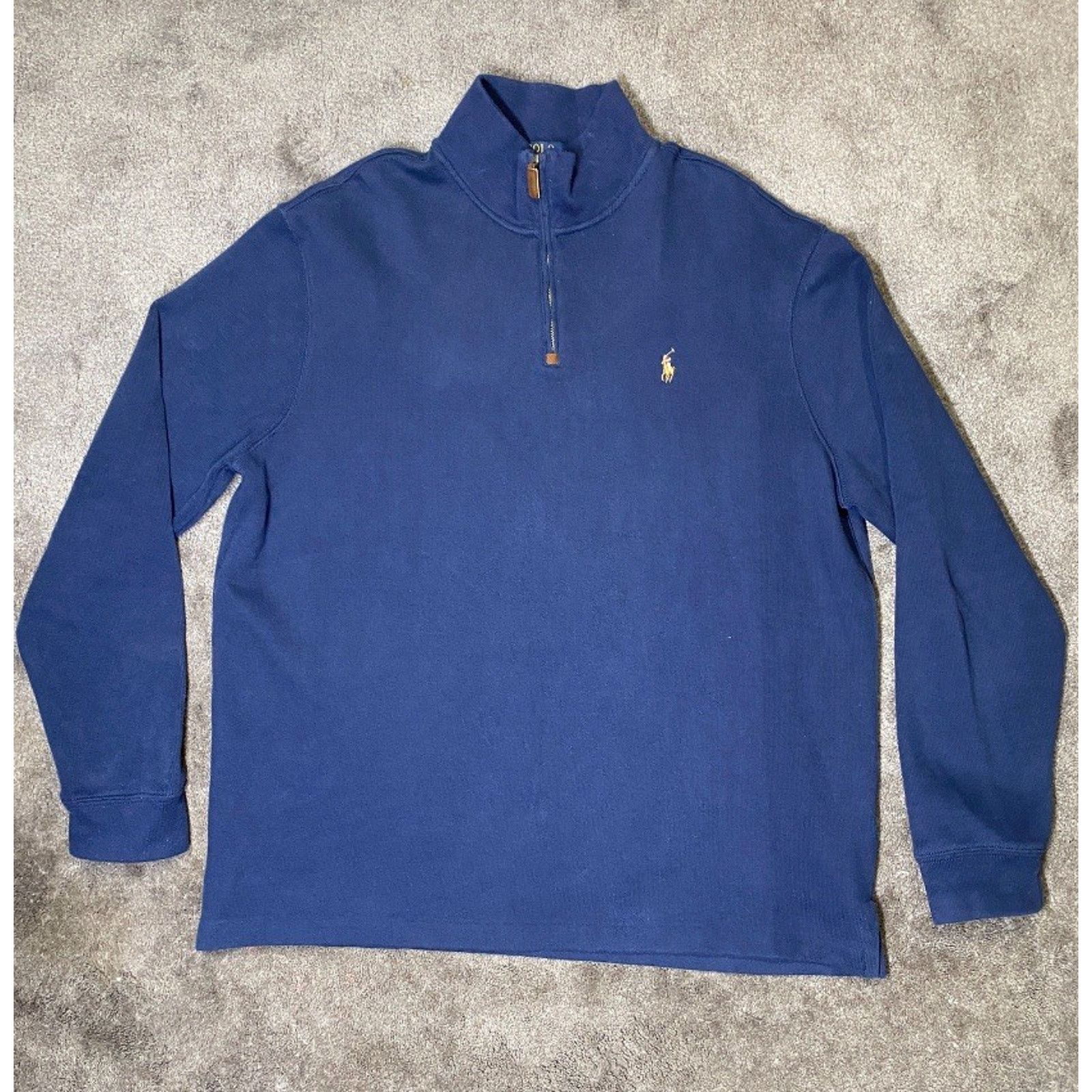 Polo Ralph Lauren Polo Men XL TG Blue 1/4Zip Pullover Mockneck Sweater Size US XL / EU 56 / 4 - 2 Thumbnail