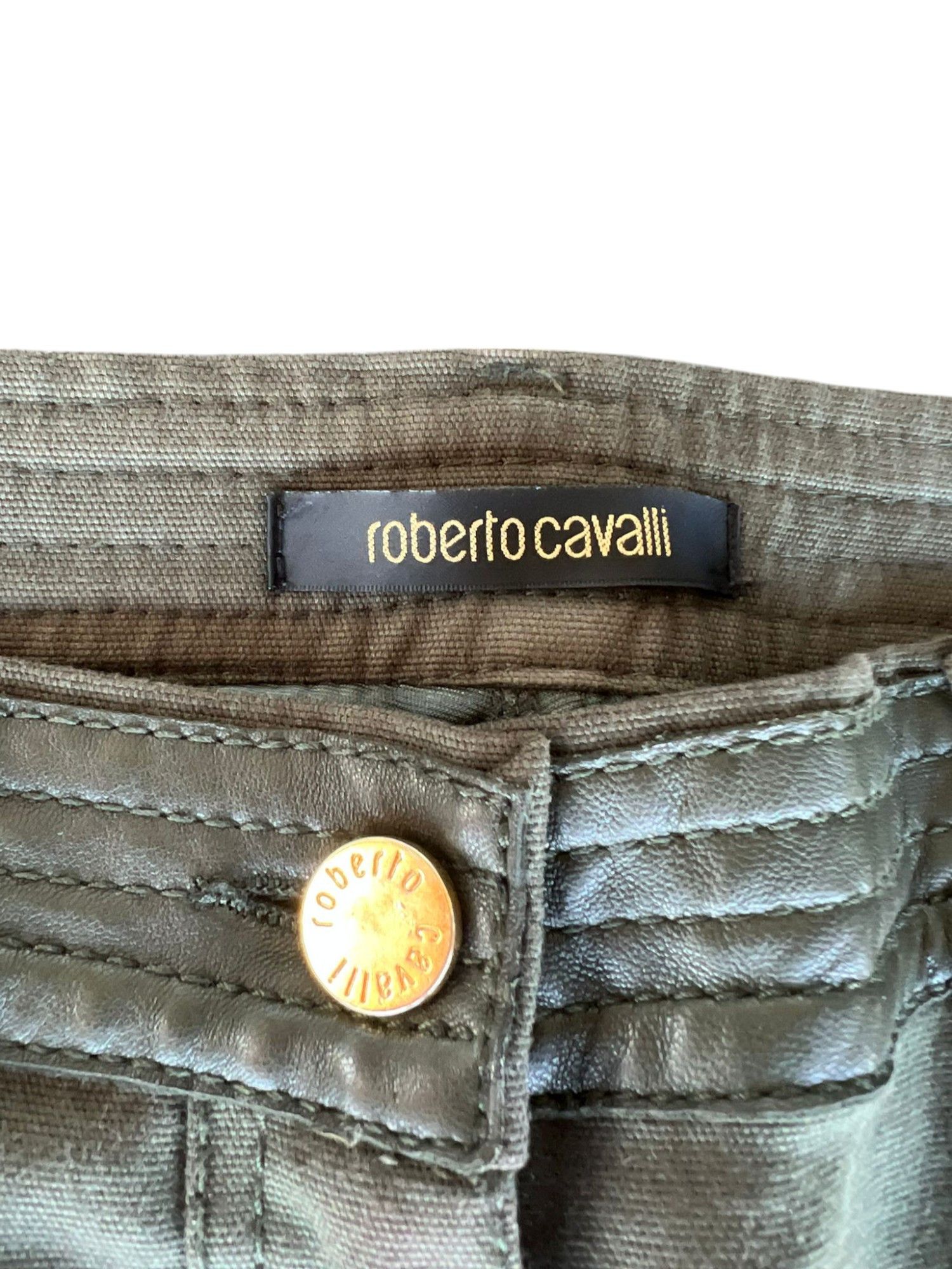 Roberto Cavalli F/W 2005 Bondage Petrol Green Capri Pants Size 27" / US 4 / IT 40 - 9 Thumbnail