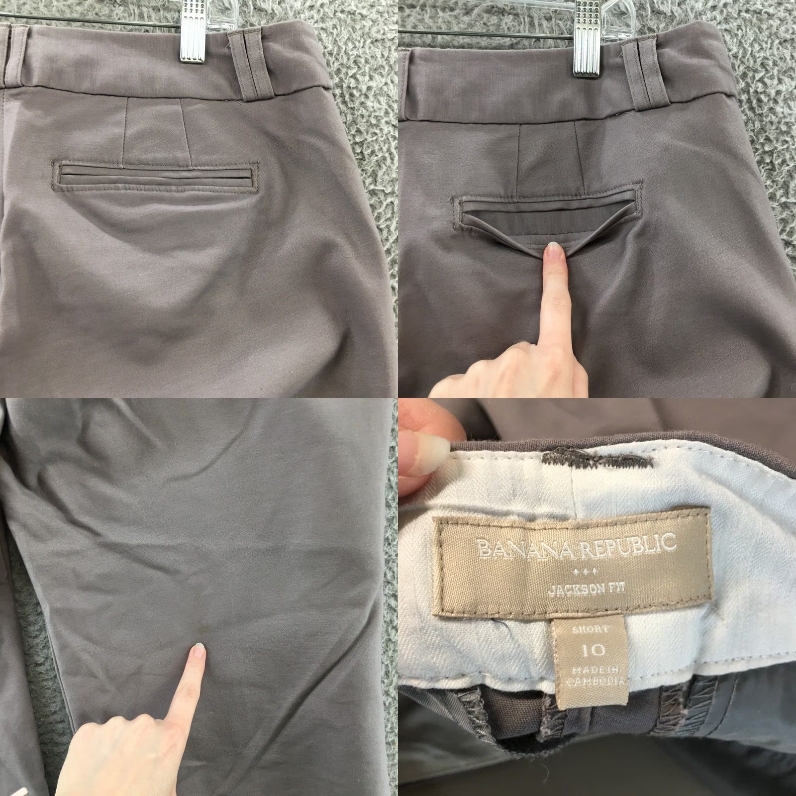 Banana Republic Banana Republic Jackson Fit Dress Pants Womens 10 Short Gray Dress Pants Pockets Flat Front Cotton Blend Regular Mens Womens Girls Size 32" / US 10 / IT 46 - 10 Thumbnail