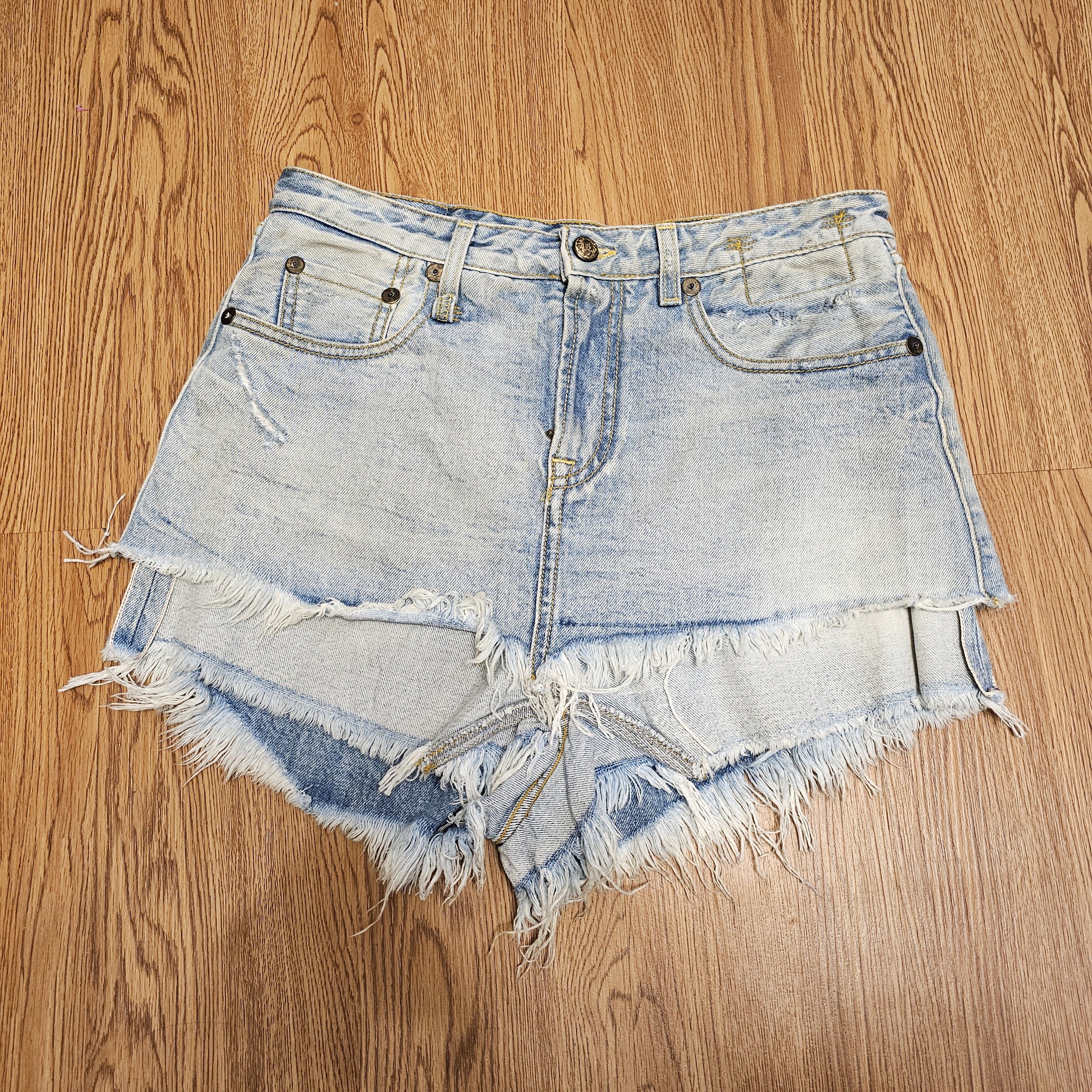 image of R13 Ss16 Double Layer Shorts Selvedge in Light Blue Jeans, Women's (Size 30)