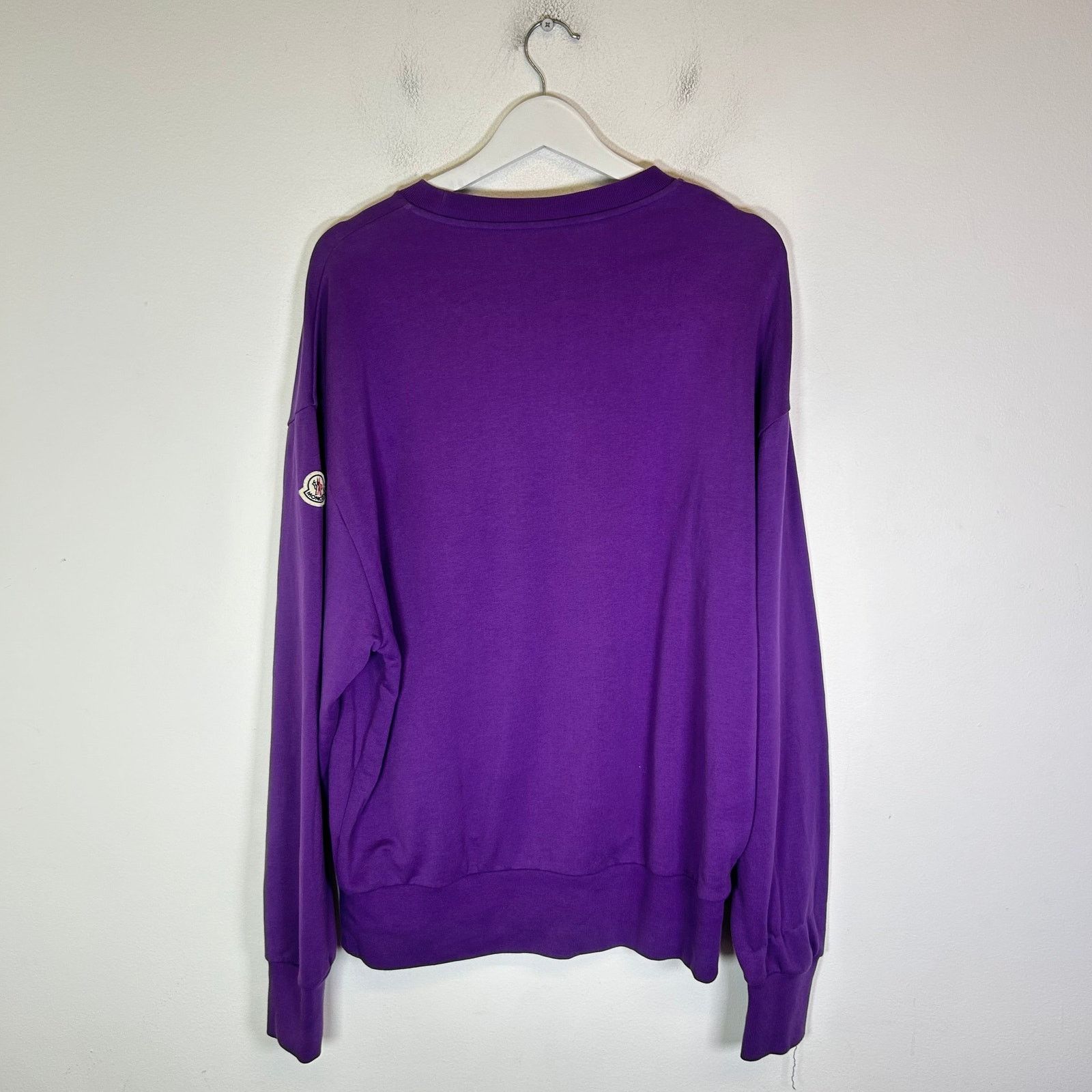 Moncler Moncer Purple Applique Patch Logo Crewneck Size US L / EU 52-54 / 3 - 2 Thumbnail