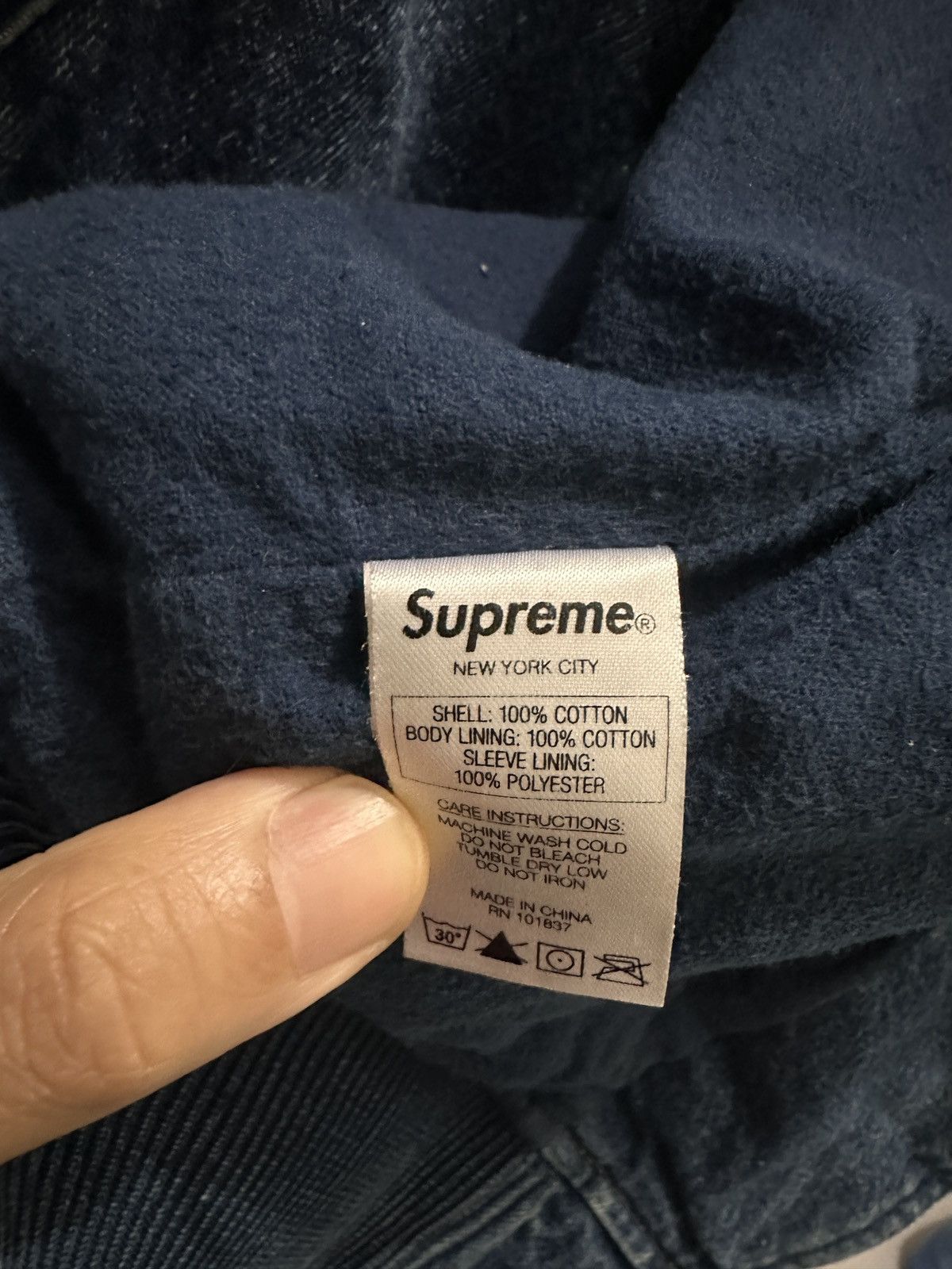 Supreme Supreme Denim Twill Varsity Jacket burgundy blue size s Size US S / EU 44-46 / 1 - 4 Thumbnail