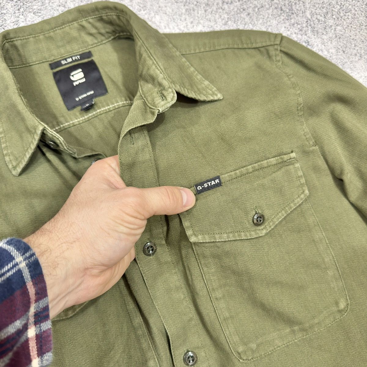Designer × G-Star G-Star RAW Olive Marine Slim Shirt M size Size US M / EU 48-50 / 2 - 7 Thumbnail