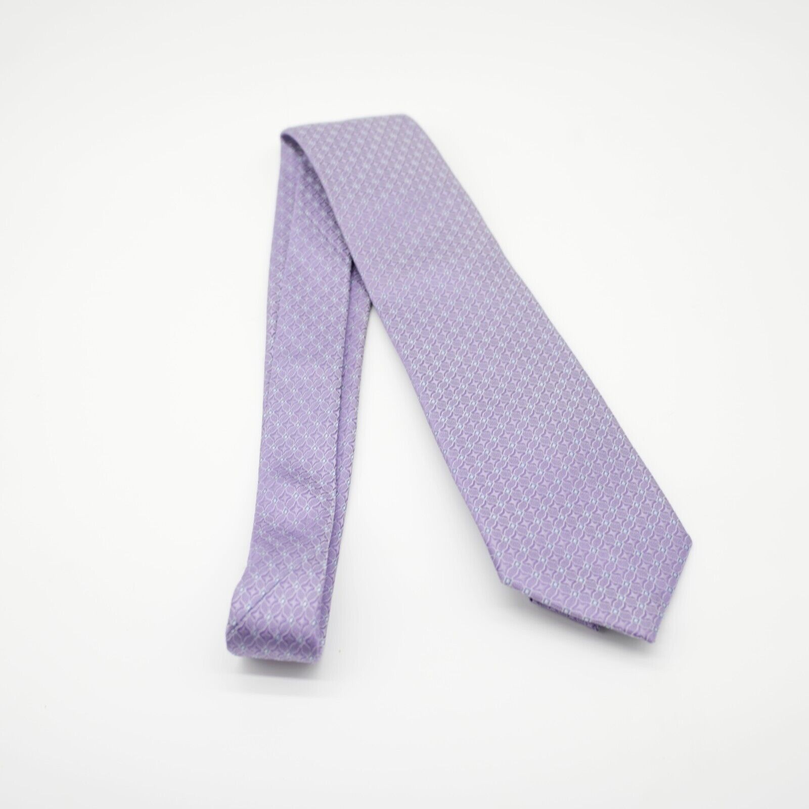 Designer Eagle Shirtmakers Purple Blue Geometric Woven Silk Tie Size ONE SIZE - 7 Thumbnail