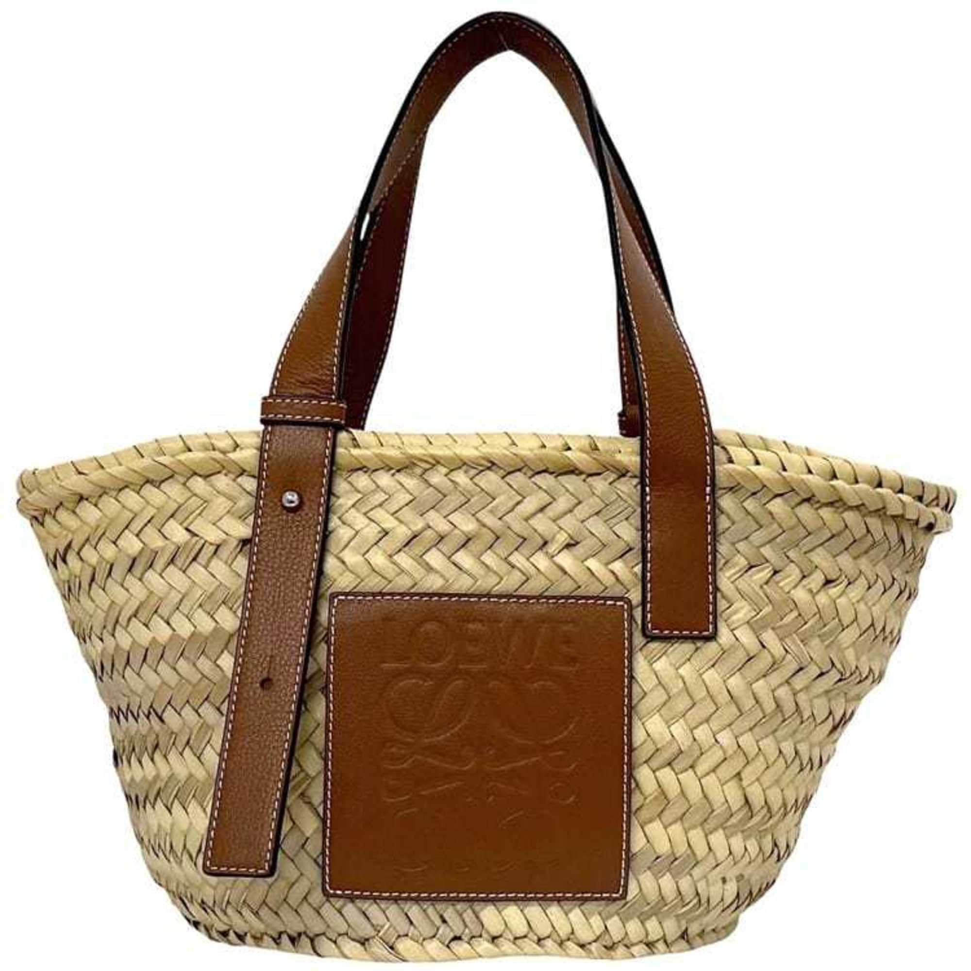 Loewe Basket Bag Small f-24491 Beige/Brown Anagram 327.02.S93 Raffia Leather 412028 Engraved Mark Tote