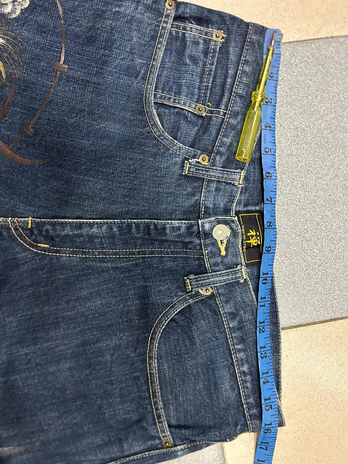 Japanese Brand Vintage Japanese Hand-Painted Fujin Raijin Zen Kyoto Jeans Size US 32 / EU 48 - 12 Thumbnail