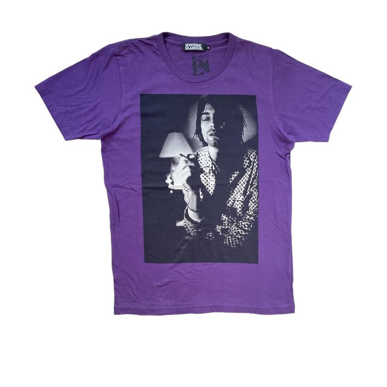 image of Hysteric Glamour Kurt Cobain Tee in Purple, Men's (Size Small)