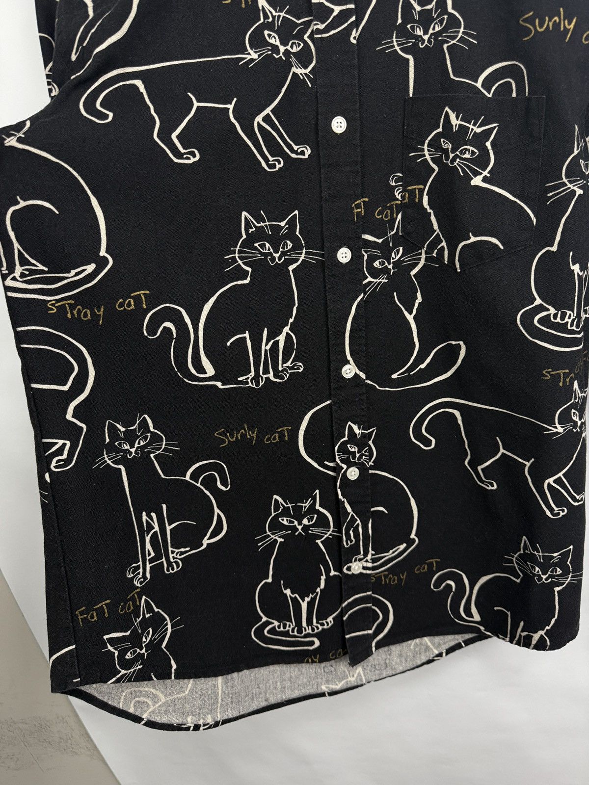 Japanese Brand 🇯🇵 Rovtski Art Cat Print Linen Button Shirt Made in Japan Y2K Size US M / EU 48-50 / 2 - 4 Thumbnail