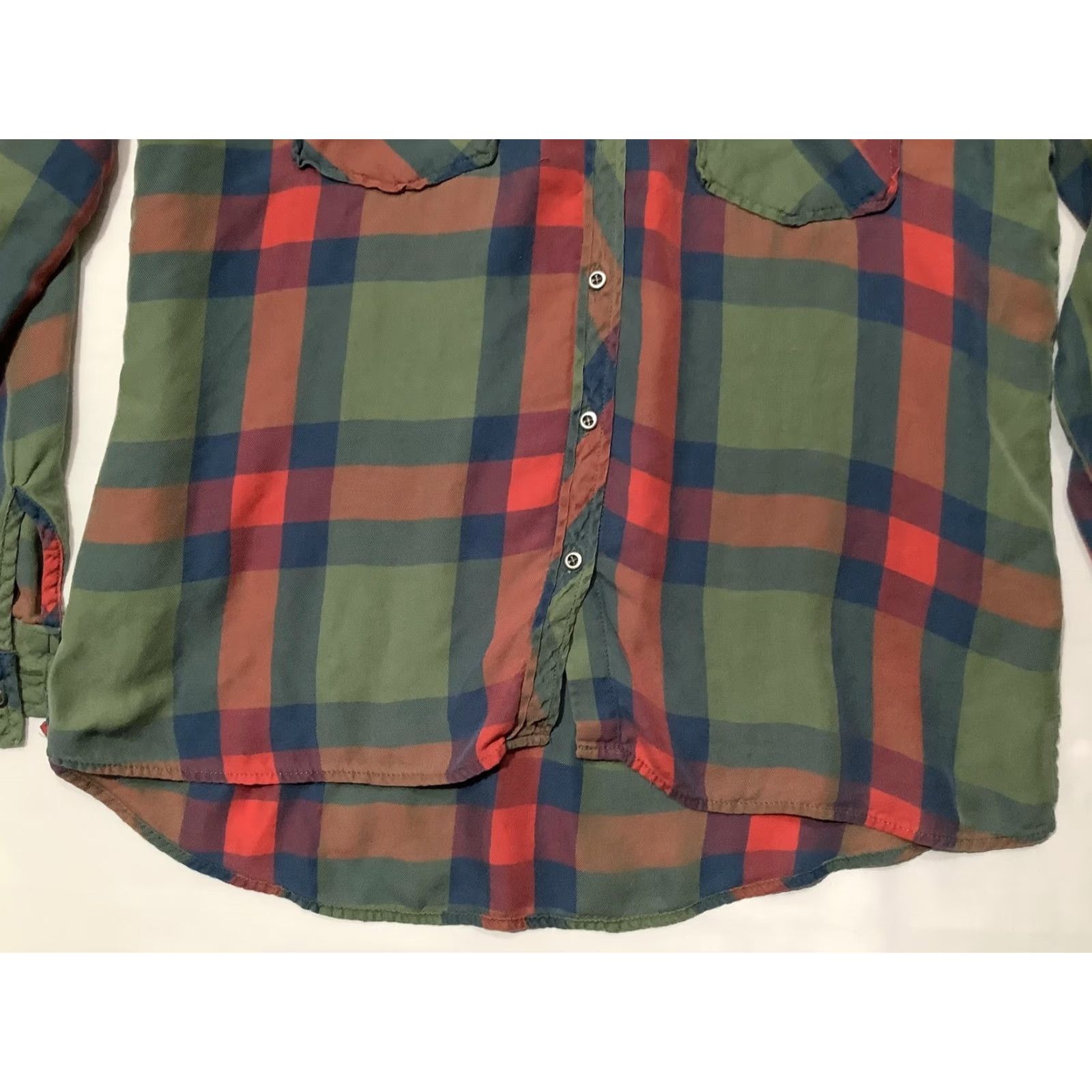 Vintage BILLY T Shirt Womens L Green Red Plaid Button Front Long Sleeve Casual Size L / US 10 / IT 46 - 3 Thumbnail