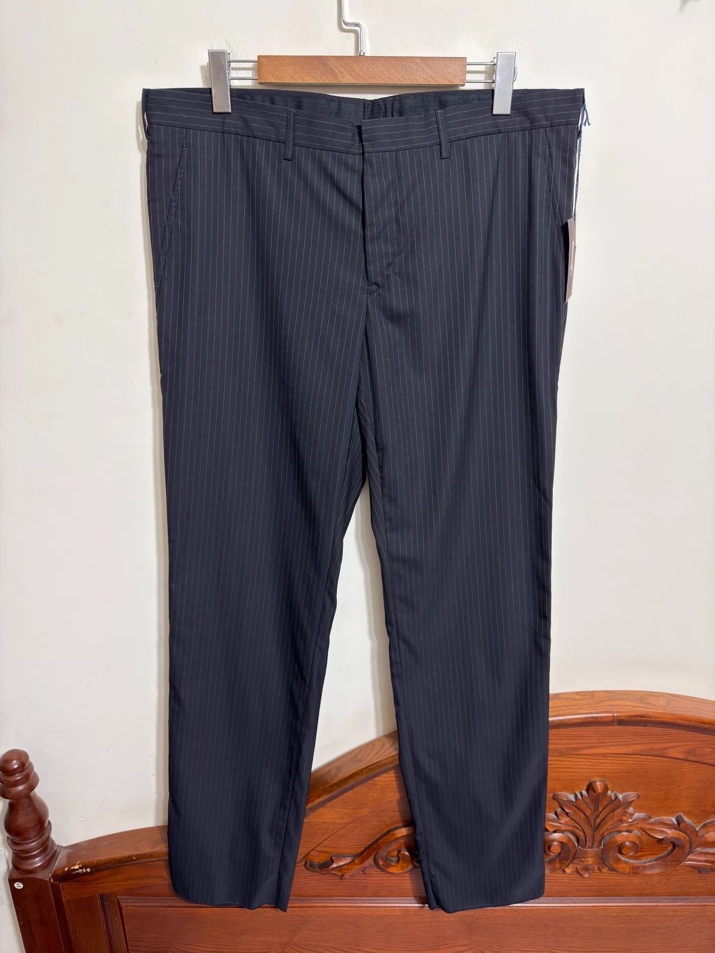 Prada Prada Two-Tone Stripe Virgin Wool Straight Trousers 54/56 Size US 38 / EU 54 - 1 Thumbnail