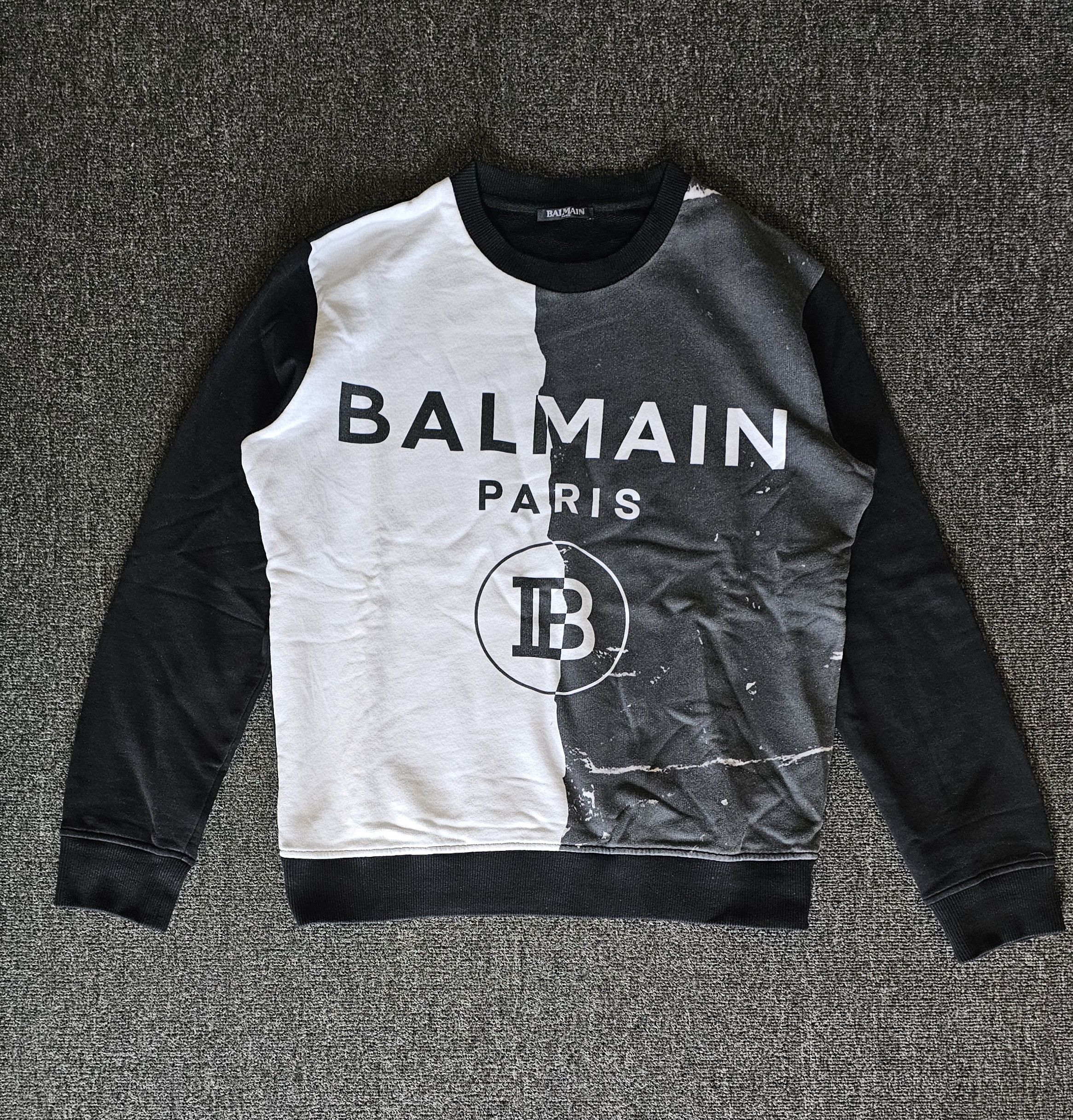 Balmain Balmain Men's Black and White Oversize Sweatshirt Size M Size US M / EU 48-50 / 2 - 1 Thumbnail
