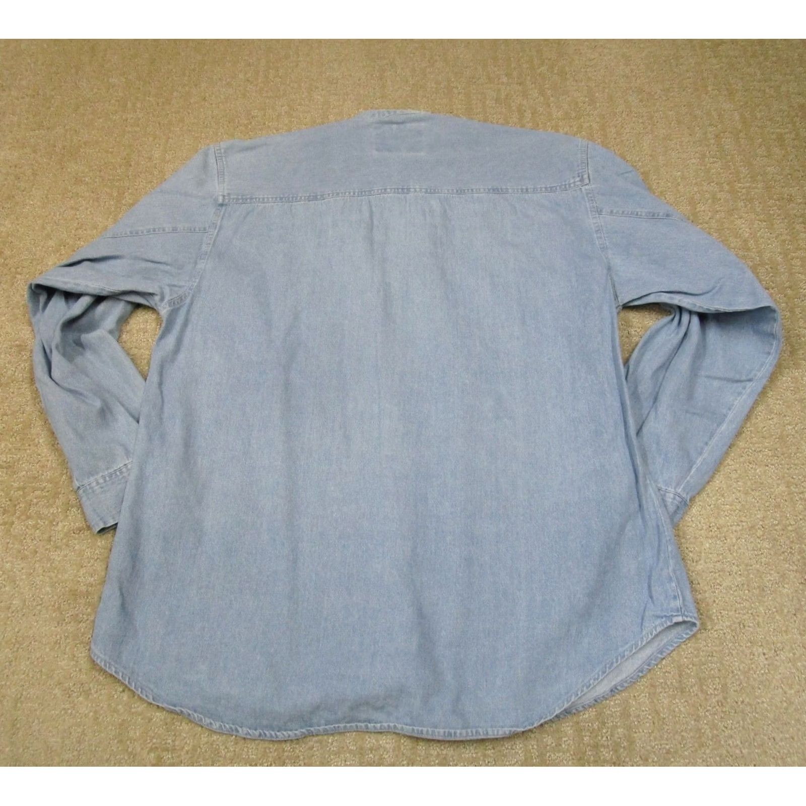 Bugle Boy VINTAGE Bugle Boy Shirt Men L Blue Denim Band Collar Light Wash Y2K Faded Size US L / EU 52-54 / 3 - 3 Thumbnail