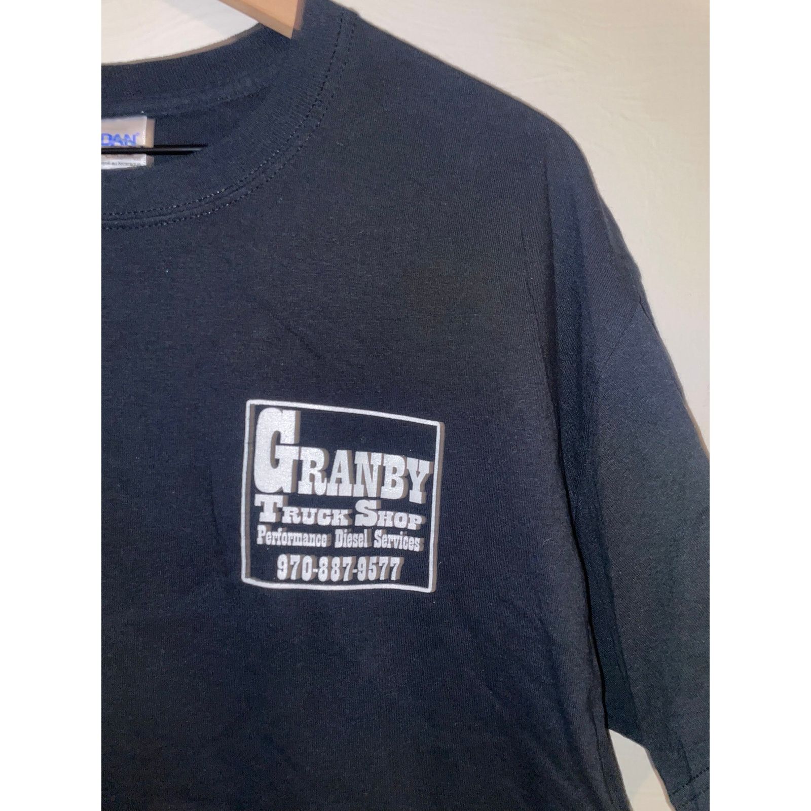 Gildan Y2K Granby Truck Stop Diesel Services Black Shirt 2000s L Size US L / EU 52-54 / 3 - 3 Thumbnail