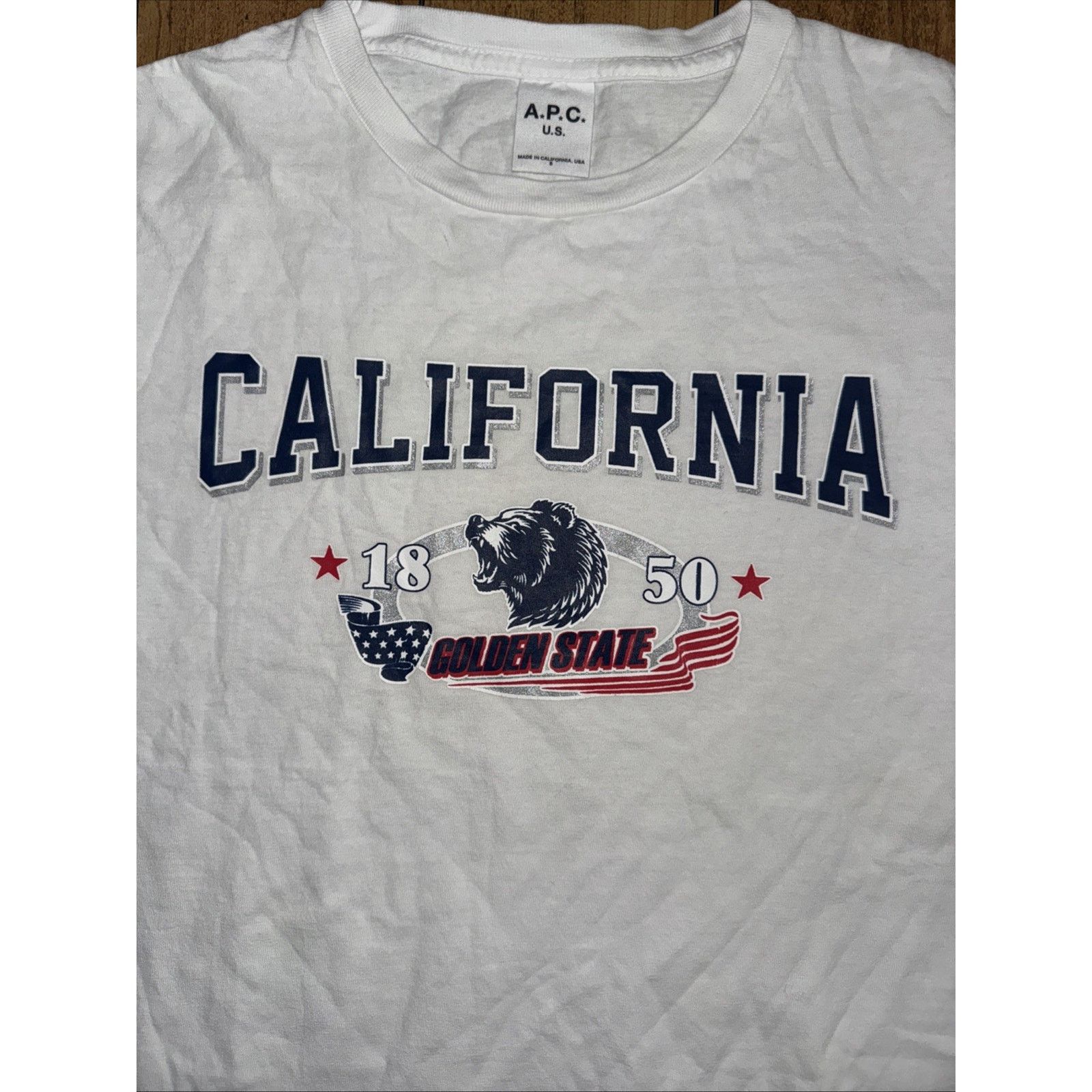 A.P.C. × Band Tees × Vintage A.P.C. California USA Graphic T-Shirt White Small 19x26 Size US S / EU 44-46 / 1 - 2 Thumbnail