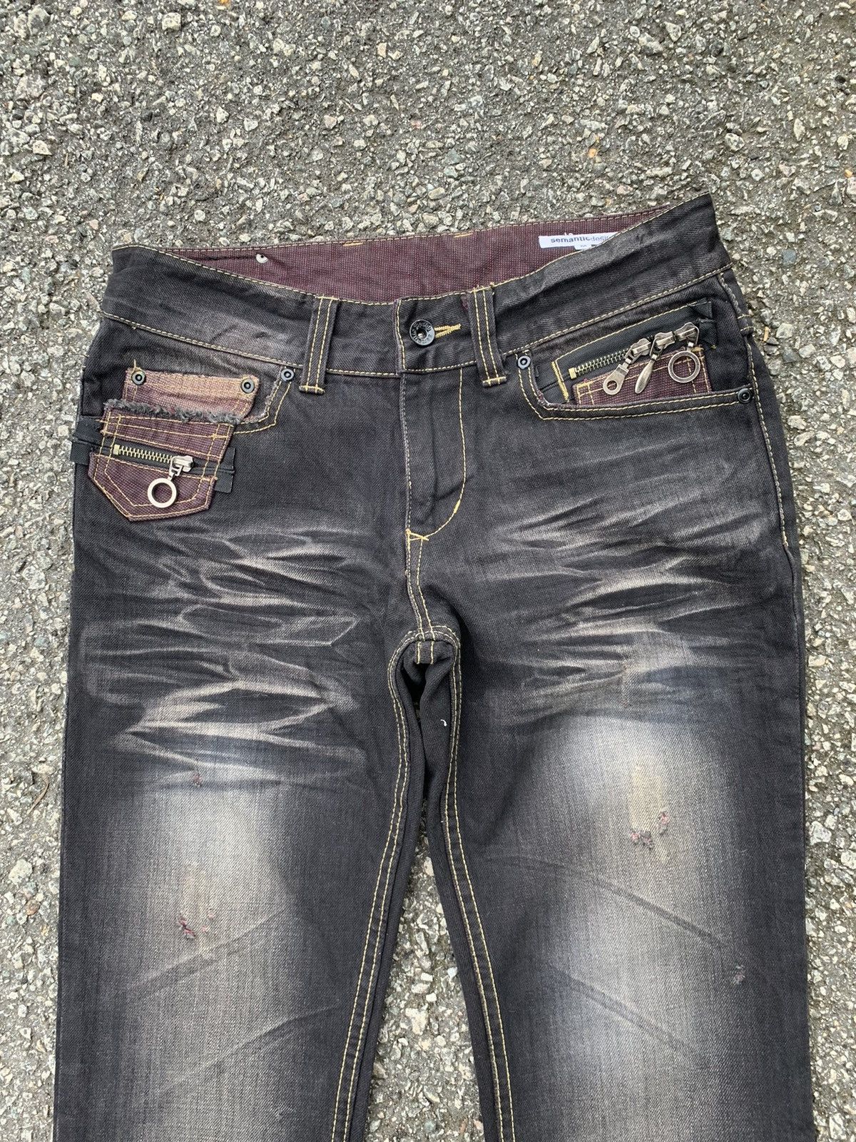 If Six Was Nine FLARE💥 SEMANTIC DESIGN PUNK STYLE MUDMAX DISTRESSED DENIM🎌☠️ Size US 31 - 5 Thumbnail