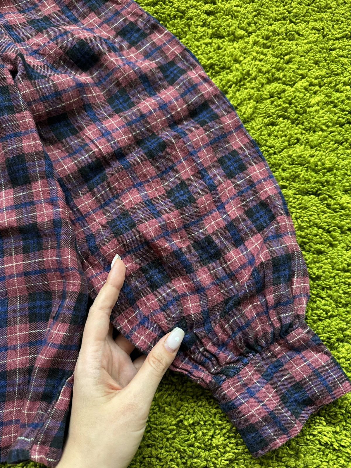 Designer × Sezane Sezane Paris 100% linen tartan puff sleeves blouse shirt Size XS / US 0-2 / IT 36-38 - 6 Thumbnail