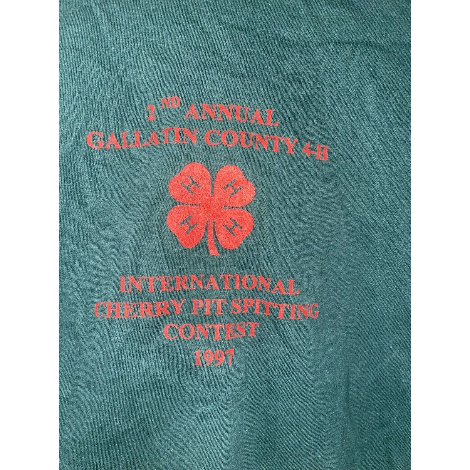 Jerzees 1997 Spit Happens Cherry Pit Spitting Contest Shirt 90s XL Size US XL / EU 56 / 4 - 7 Thumbnail