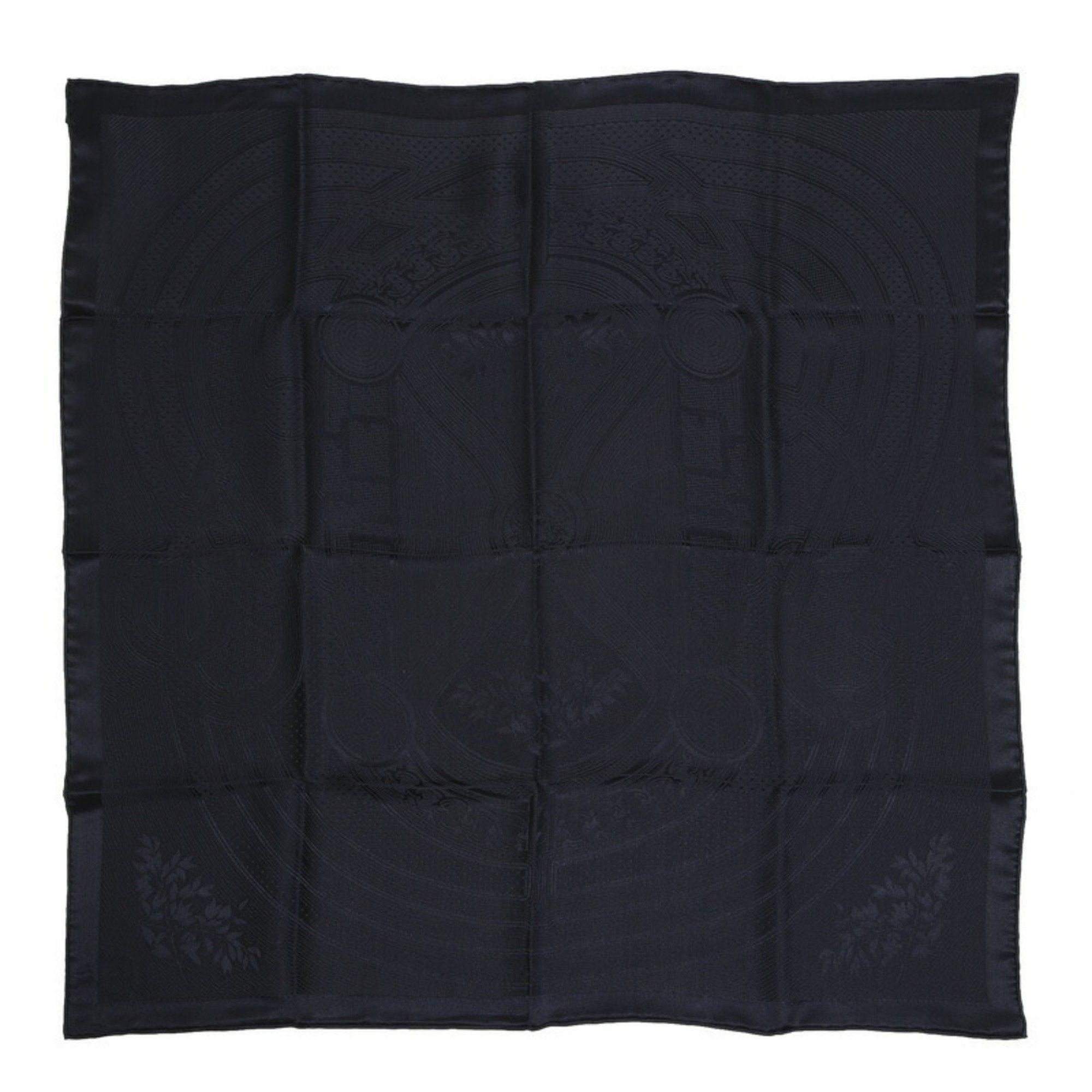 image of Hermes Carre 70 Muffler/scarf Grant Lalala Blue Noir 100% Silk, Women's