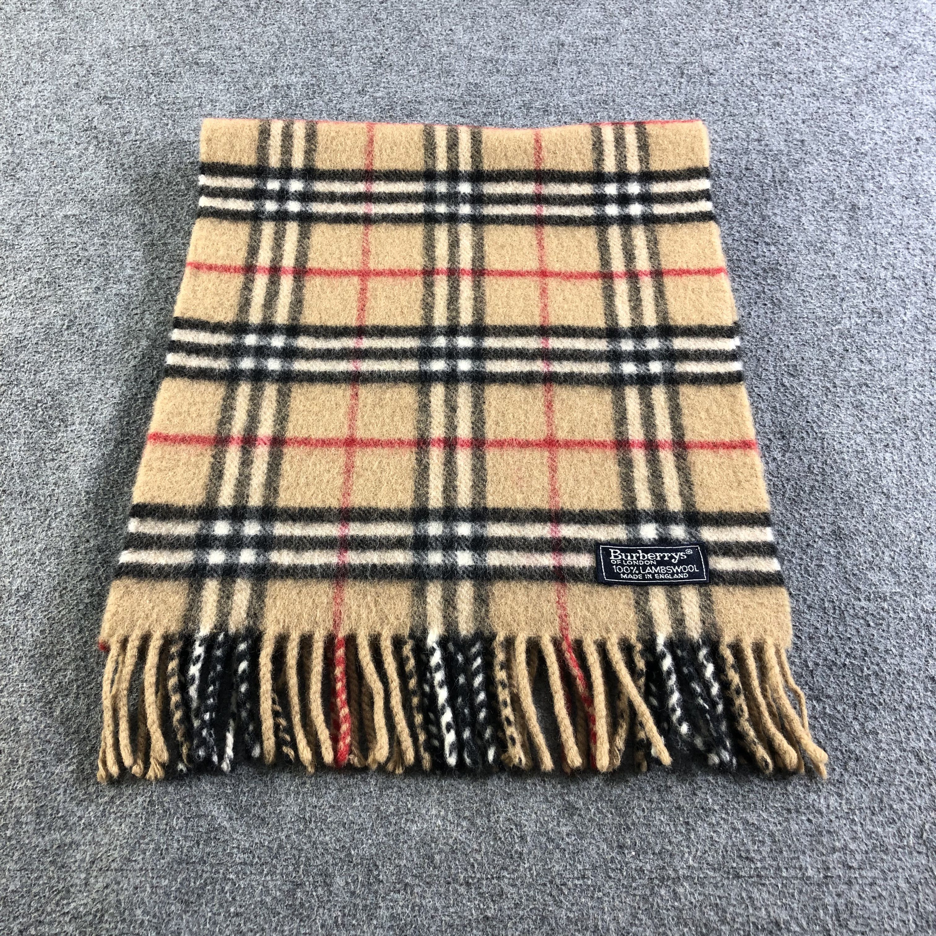 Burberry Burberrys Nova Check Tan Wool Scarf Muffler V2596 Size ONE SIZE - 3 Thumbnail
