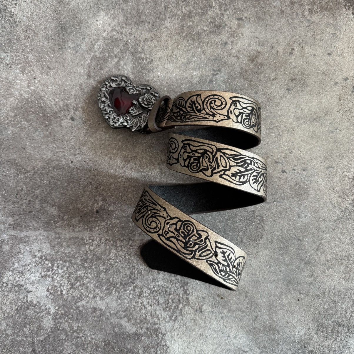 Hysteric Glamour × Japanese Brand Amazing Y2K Heart Buckle Glam Faux Leather Unisex Belt Size ONE SIZE - 4 Thumbnail