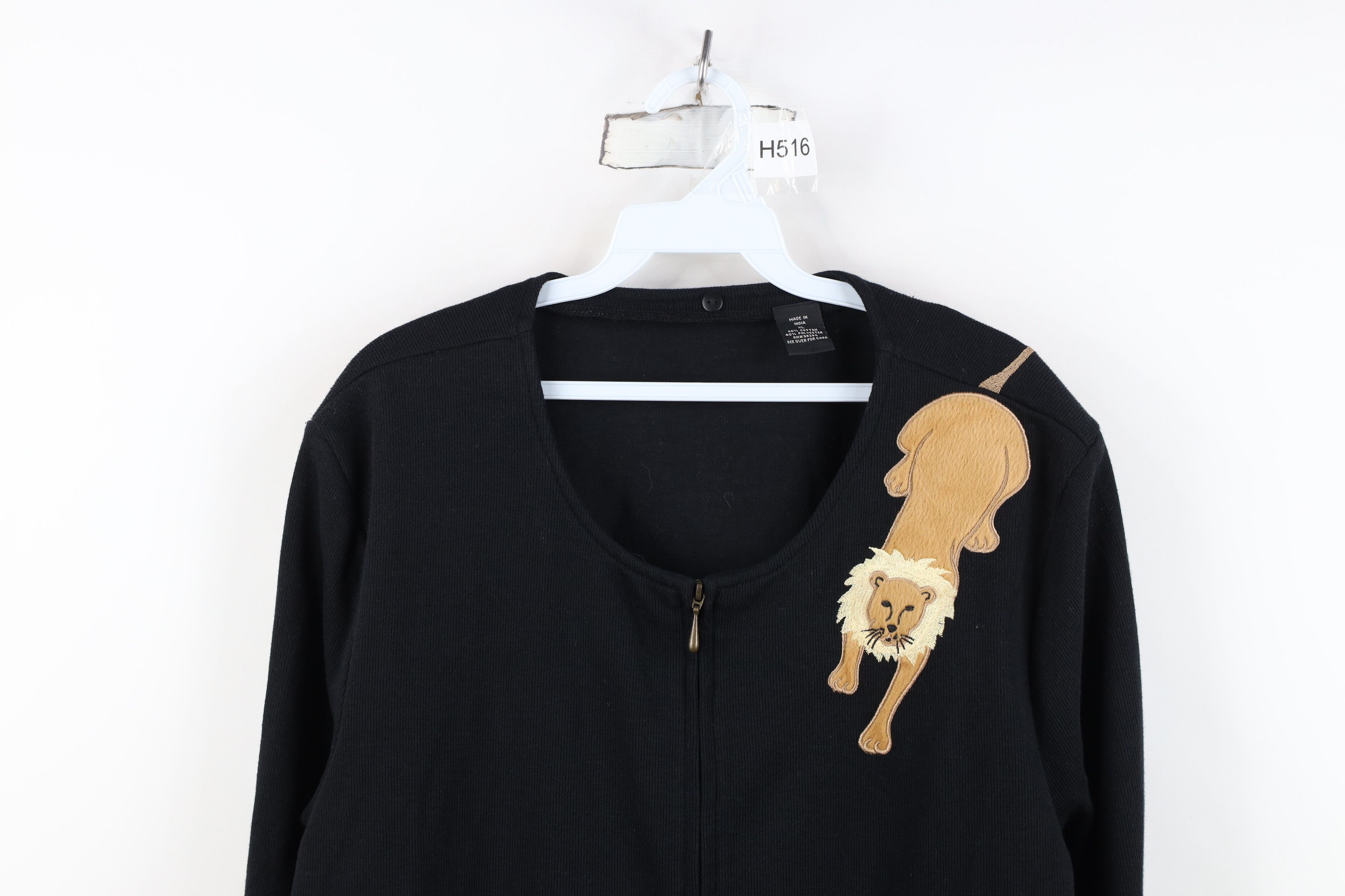 Vintage Vintage Streetwear Safari Lion Ribbed Knit Zip Sweater Size XL / US 12-14 / IT 48-50 - 2 Thumbnail