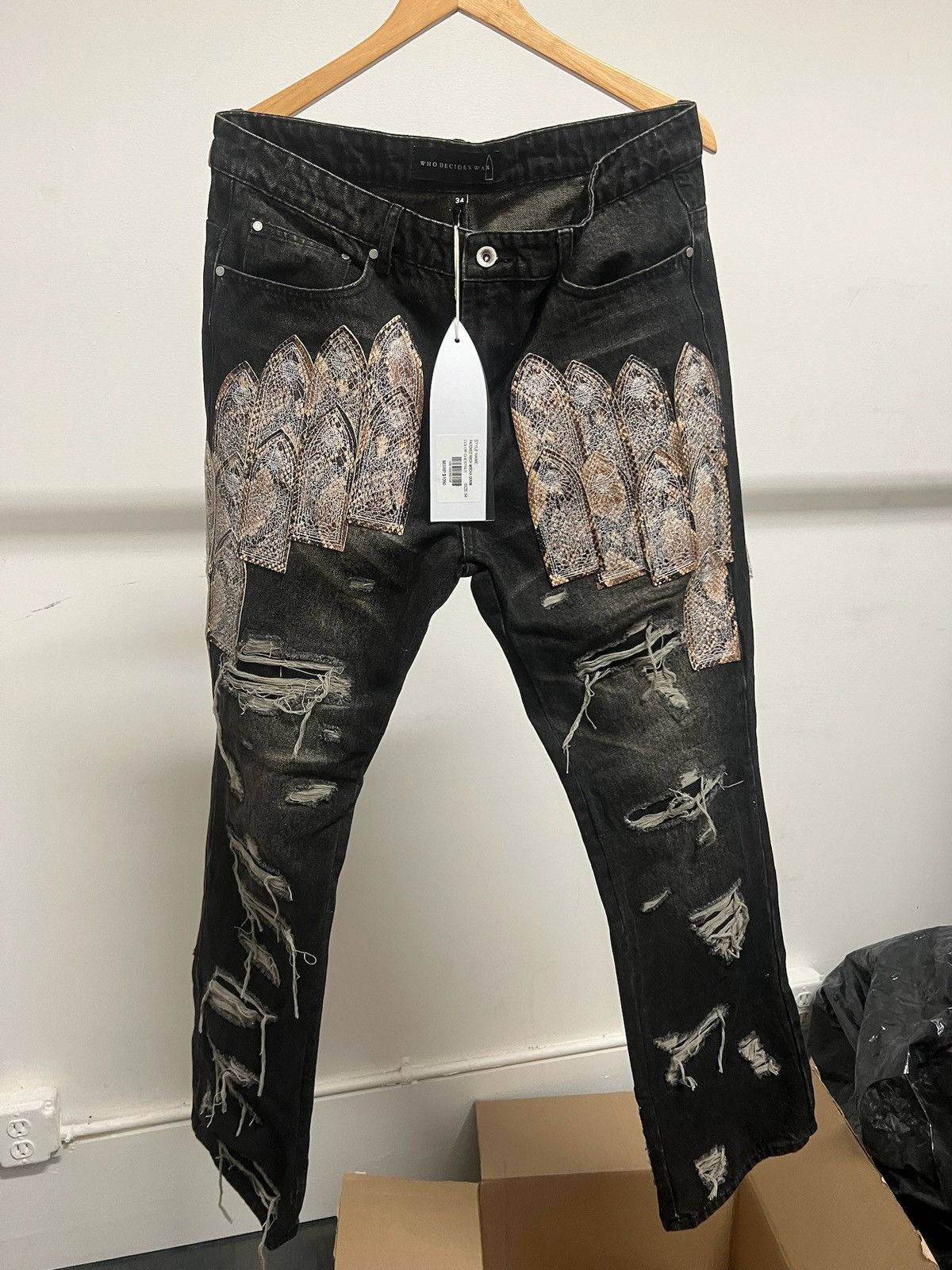 Who Decides War Patched arch mocha denim | Grailed