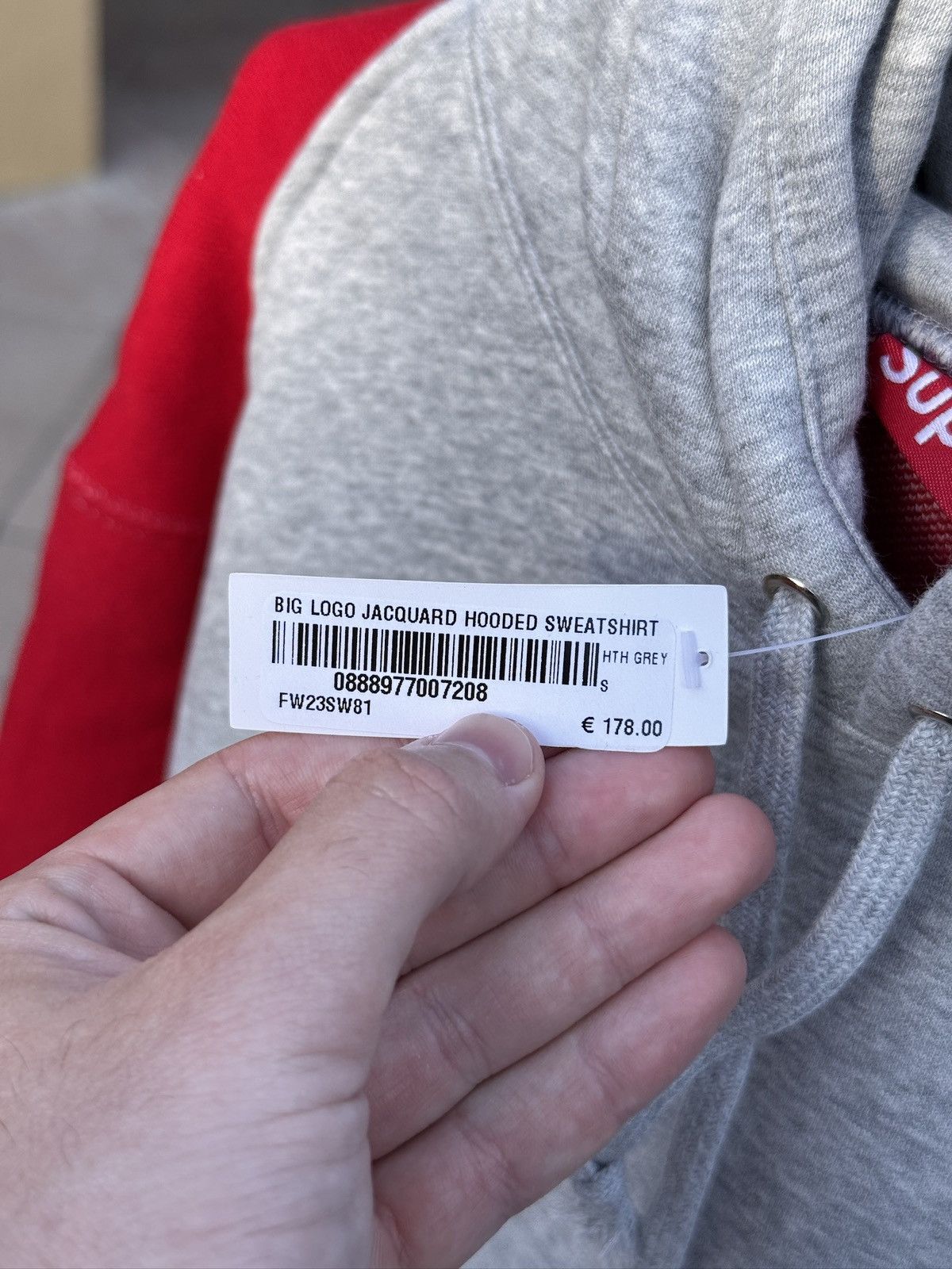 トップス Big Logo Jacquard Hooded Sweatshirt Grey Supreme Big Logo Jacquard Hooded Sweatshirt 