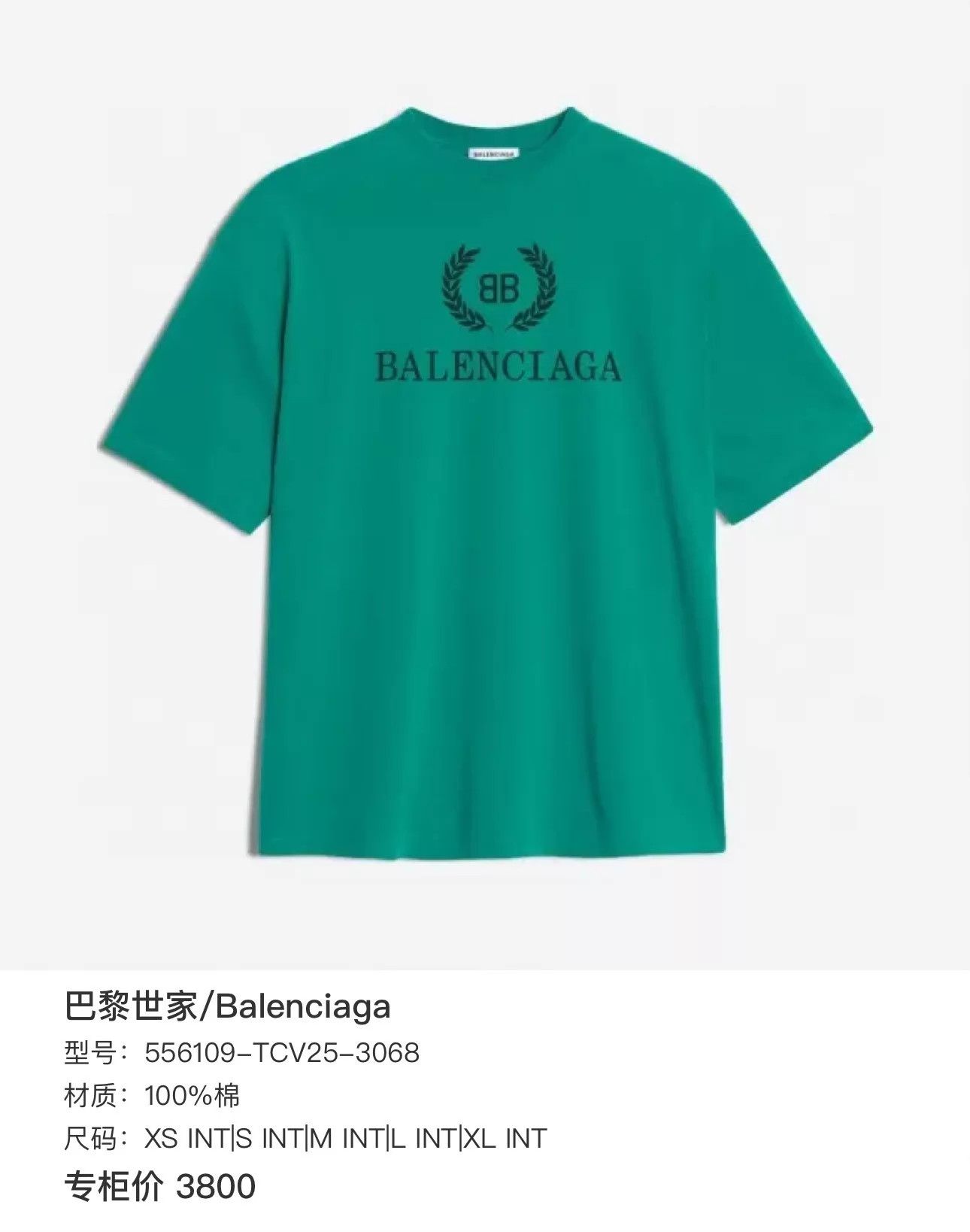 Balenciaga Balenciaga Lake Green Wheat Ear Logo SS Tee S New Size US S / EU 44-46 / 1 - 6 Thumbnail